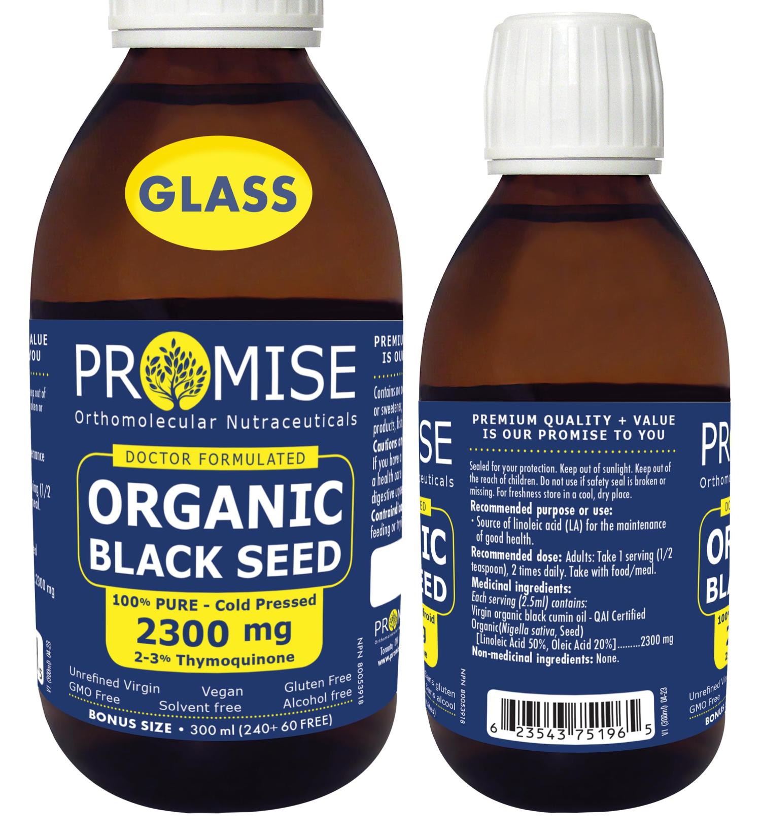 300ml (10oz) ORGANIC BLACK SEED Oil Vegan Friendly Up to 3% The Thymoquinone 100% Pure Natural Cold Pressed 2300mg Ultra Strength Glass Bottle - Buy Online on SooperMarket.com