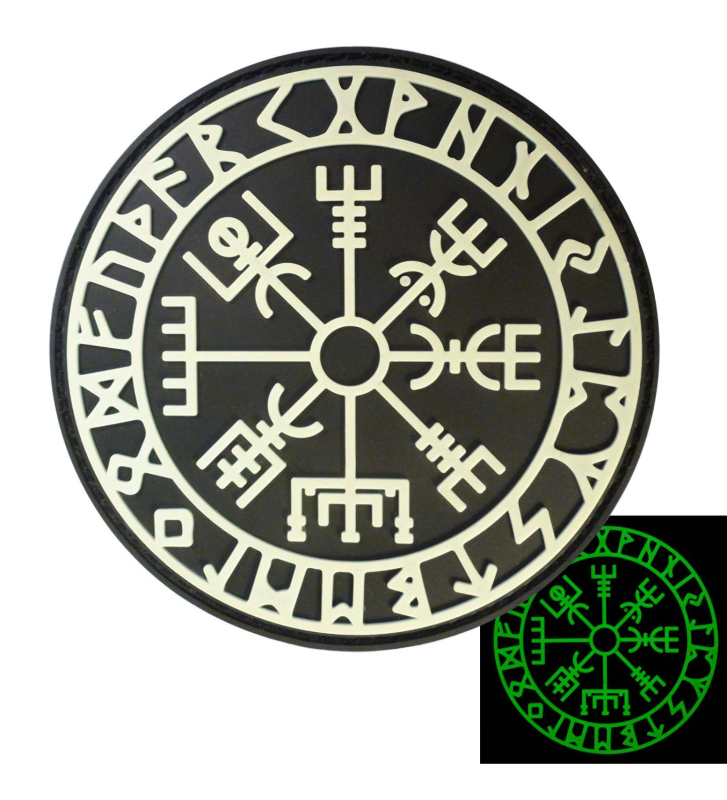 Glow Dark Vegvisir Viking Compass Norse Rune Morale Patch - 3D PVC Rubber Fastener - Buy Online on SooperMarket.com