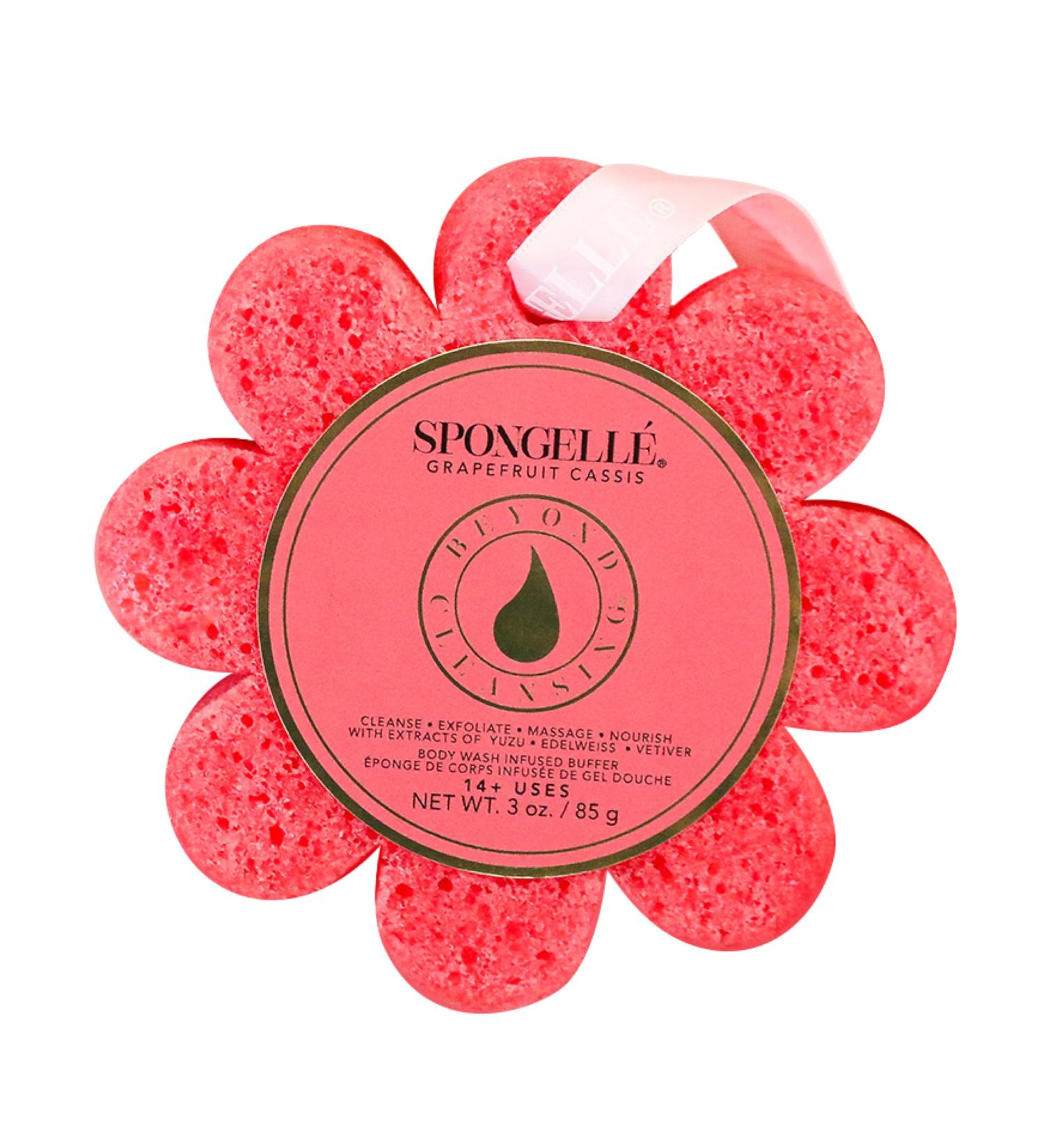 Spongelle Grapefruit Cassis Wild Flower Loofah Body Scrubber Exfoliating Bath & Shower Sponge for Women | 14+ Uses | Infused with Zesty Grapefruit Cassis & Vanilla - Buy Online on SooperMarket.com