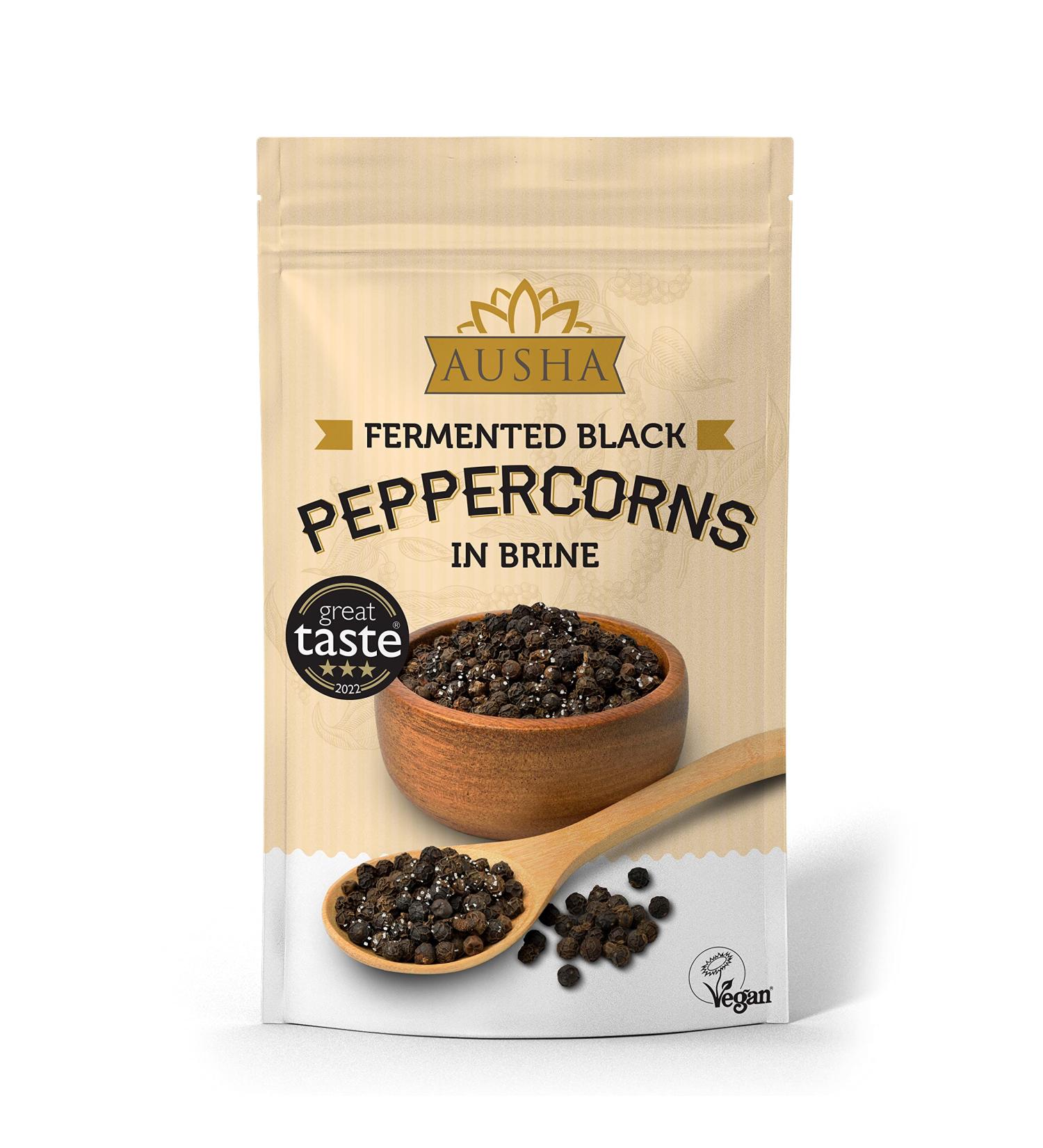 Ausha Organic Fermented Black Peppercorns Whole 200g - Cooking - Great Taste Award 2022 Winner - Buy Online on SooperMarket.com
