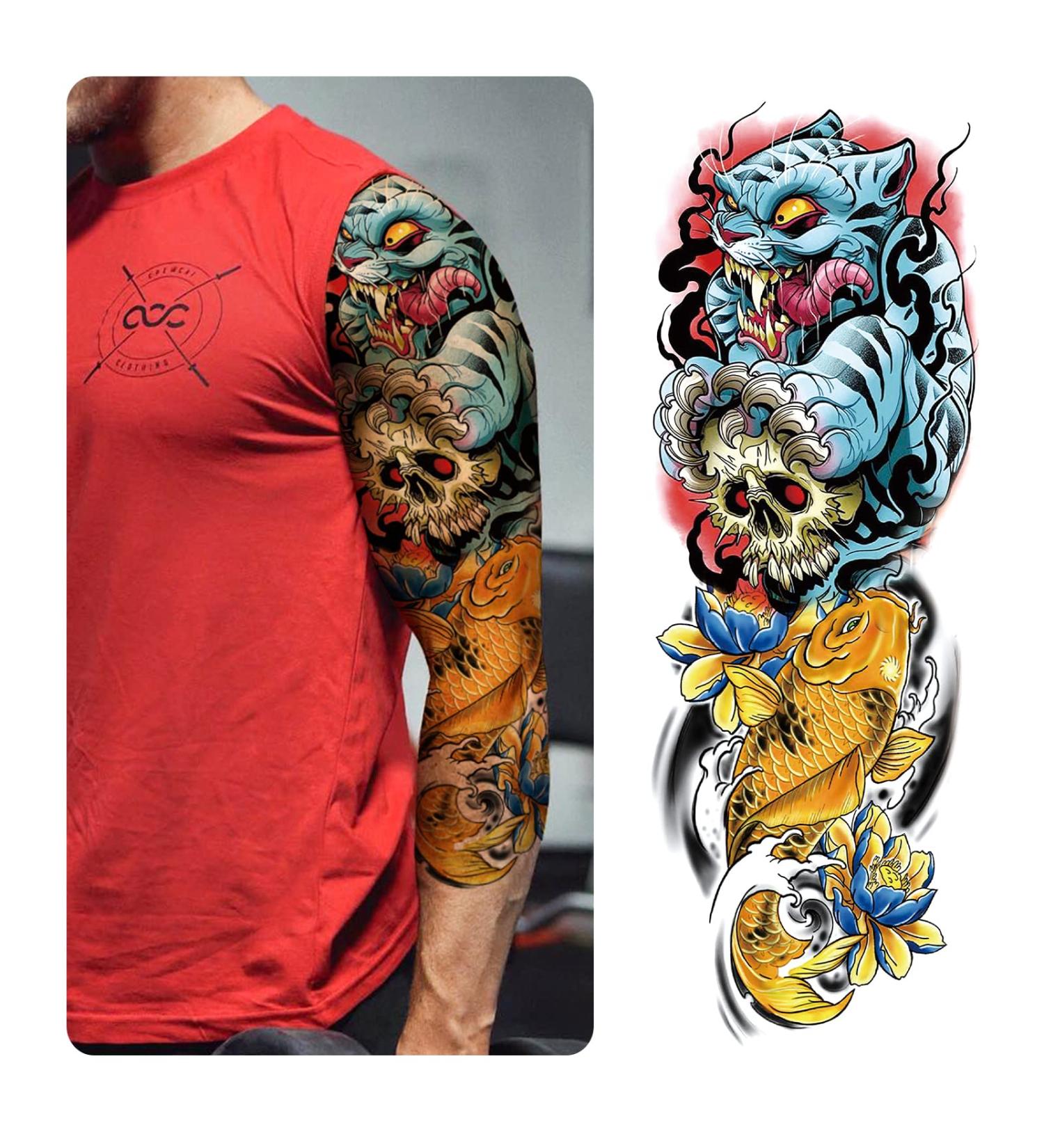 GFHIH Christmas Full Arm Temporary Tattoos for Men and Women - Waterproof & Realistic Sleeve Designs - Long Lasting Holiday Gift - 12 Sheets (L19xW7) - Buy Online on SooperMarket.com