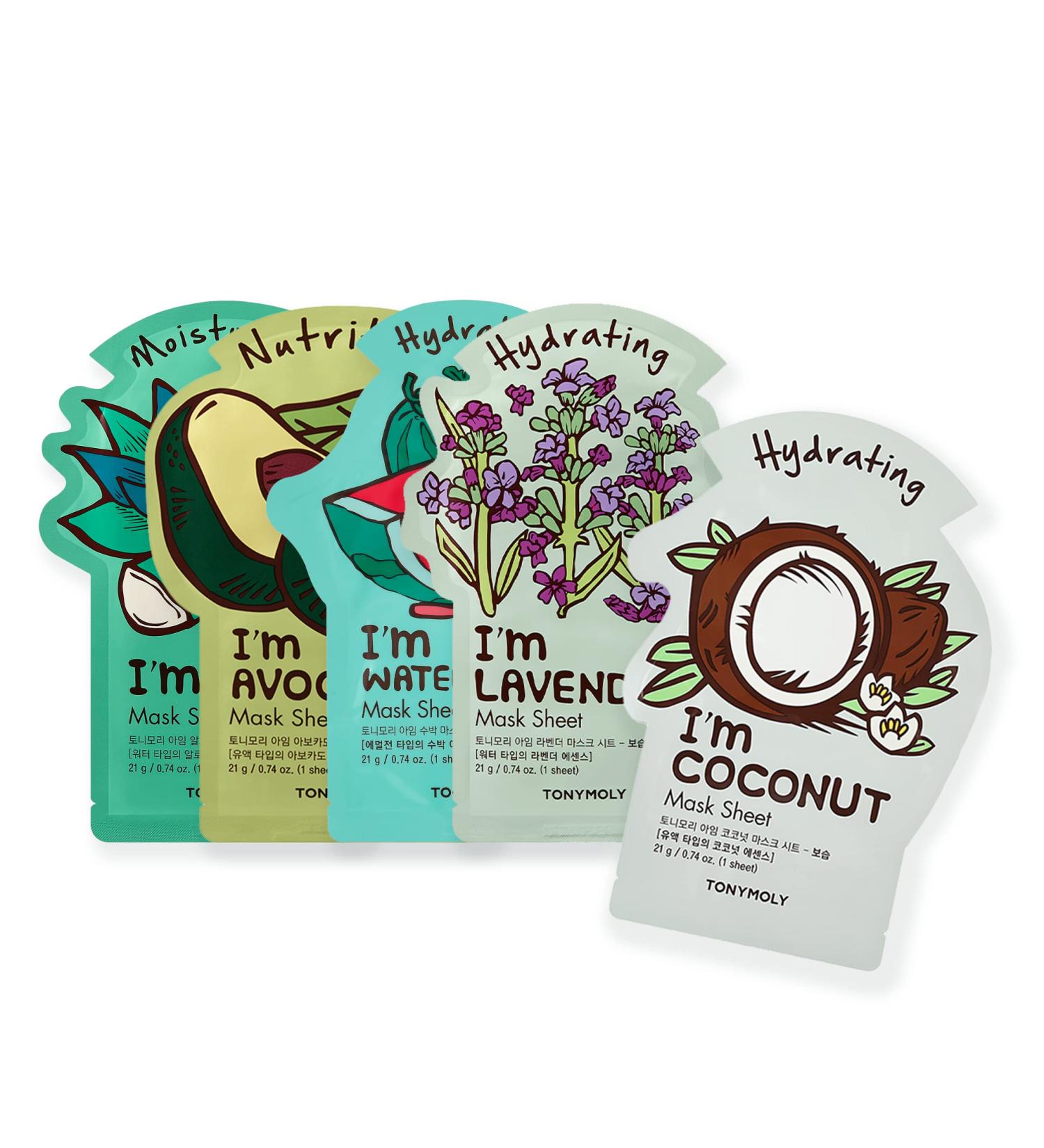 TONYMOLY I'm Real Sheet Mask Collection Hydration Sheet Mask Set 5 Count 1 Count (Pack of 5)