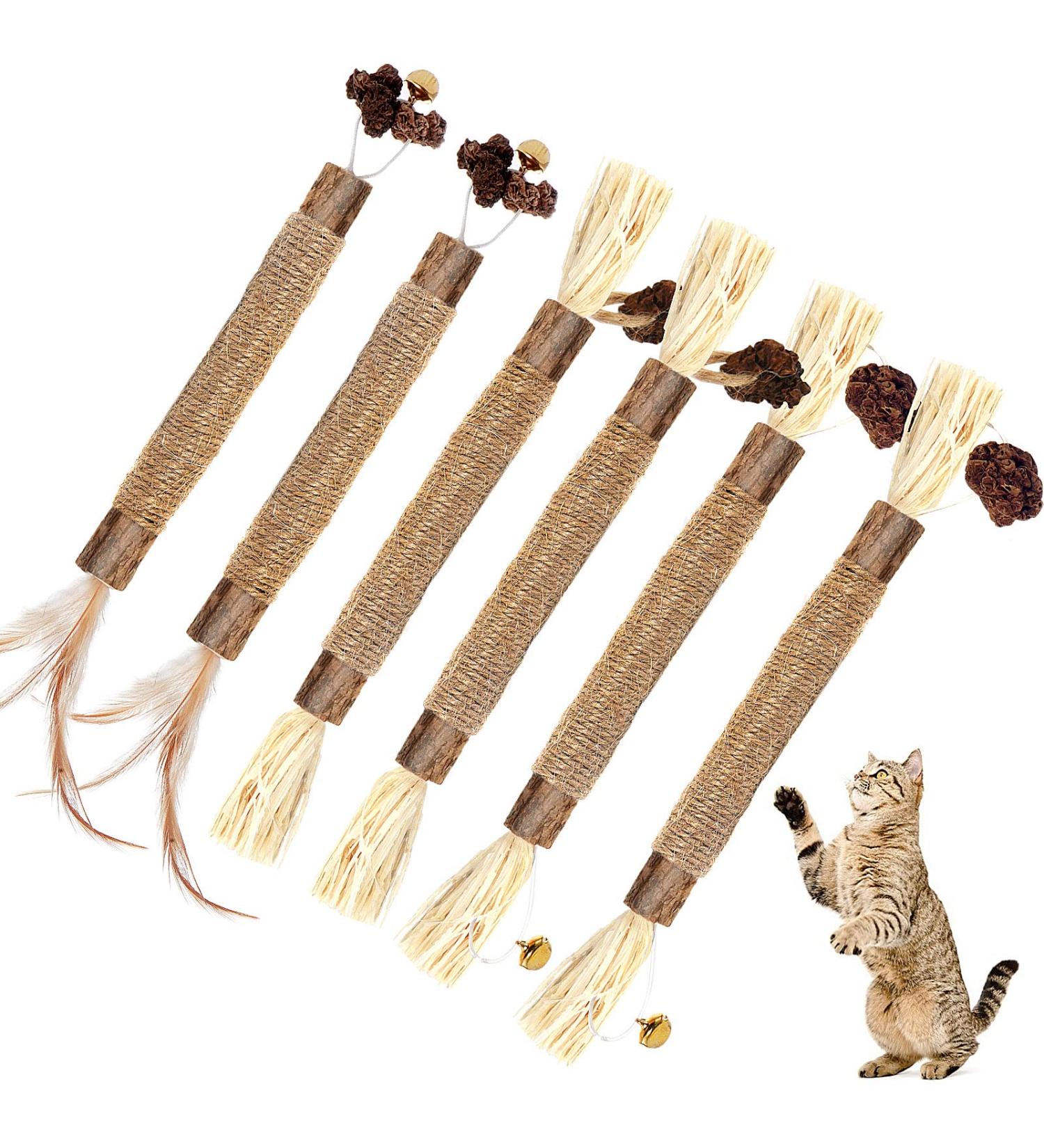 Dacitiery Cat Silvervine Chew Sticks Cat Toys Natural Cat Teeth Nip Cleaning Teeth Chew Catnip Toys for Indoor Cat Teeth Cleaning Kitten Teething and Stress Release (3 Style 6 Pack) - Buy Online on SooperMarket.com