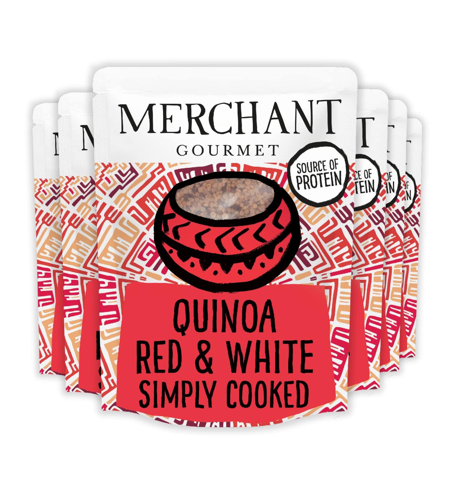 Merchant Gourmet Cooked Red & White Quinoa - Source of Protein & Fiber Vegan Healthy Rice Alternative Pack of 6 x 250g Ready-to-eat Pouches - Buy Online on SooperMarket.com
