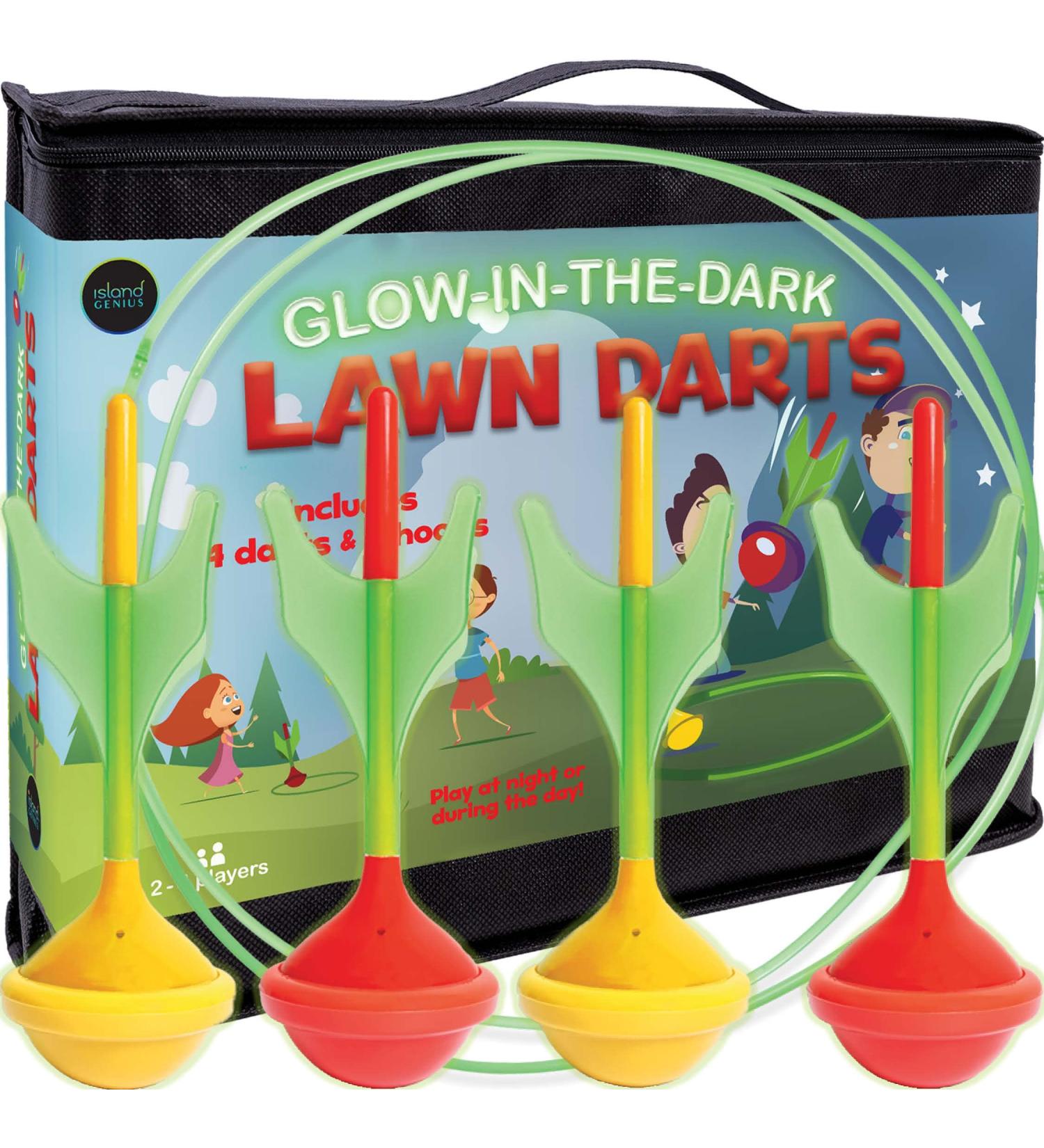 Island Genius Glow in The Dark Lawn Darts Game - Fun Outdoor Yard Game for Kids, Teens, and Adults | Perfect for Backyard, Beach, and Tailgate Parties - Buy Online on SooperMarket.com
