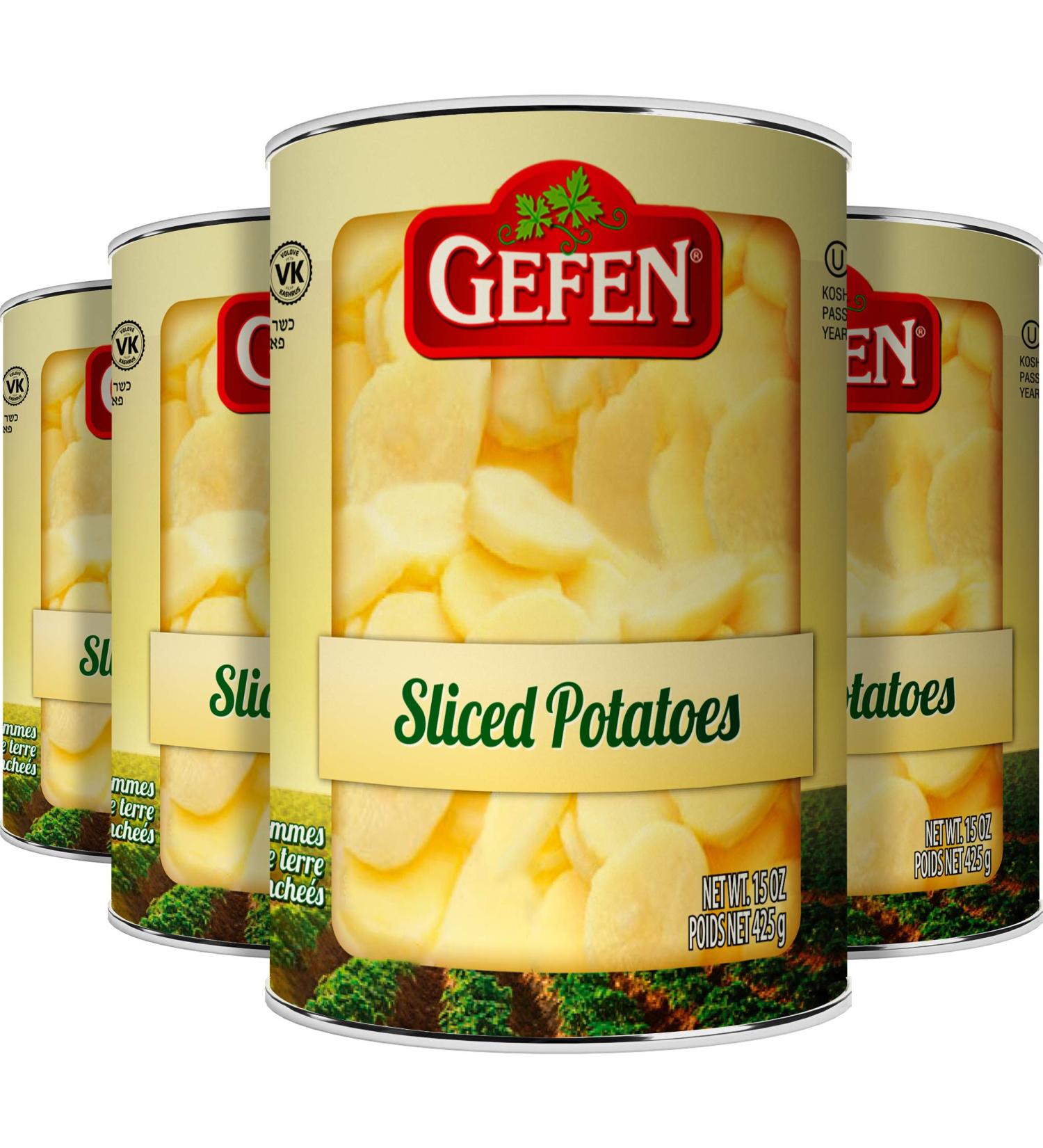 Gefen Sliced Potatoes 15 Oz (4 Pack) Ready To Eat! Kosher for Passover