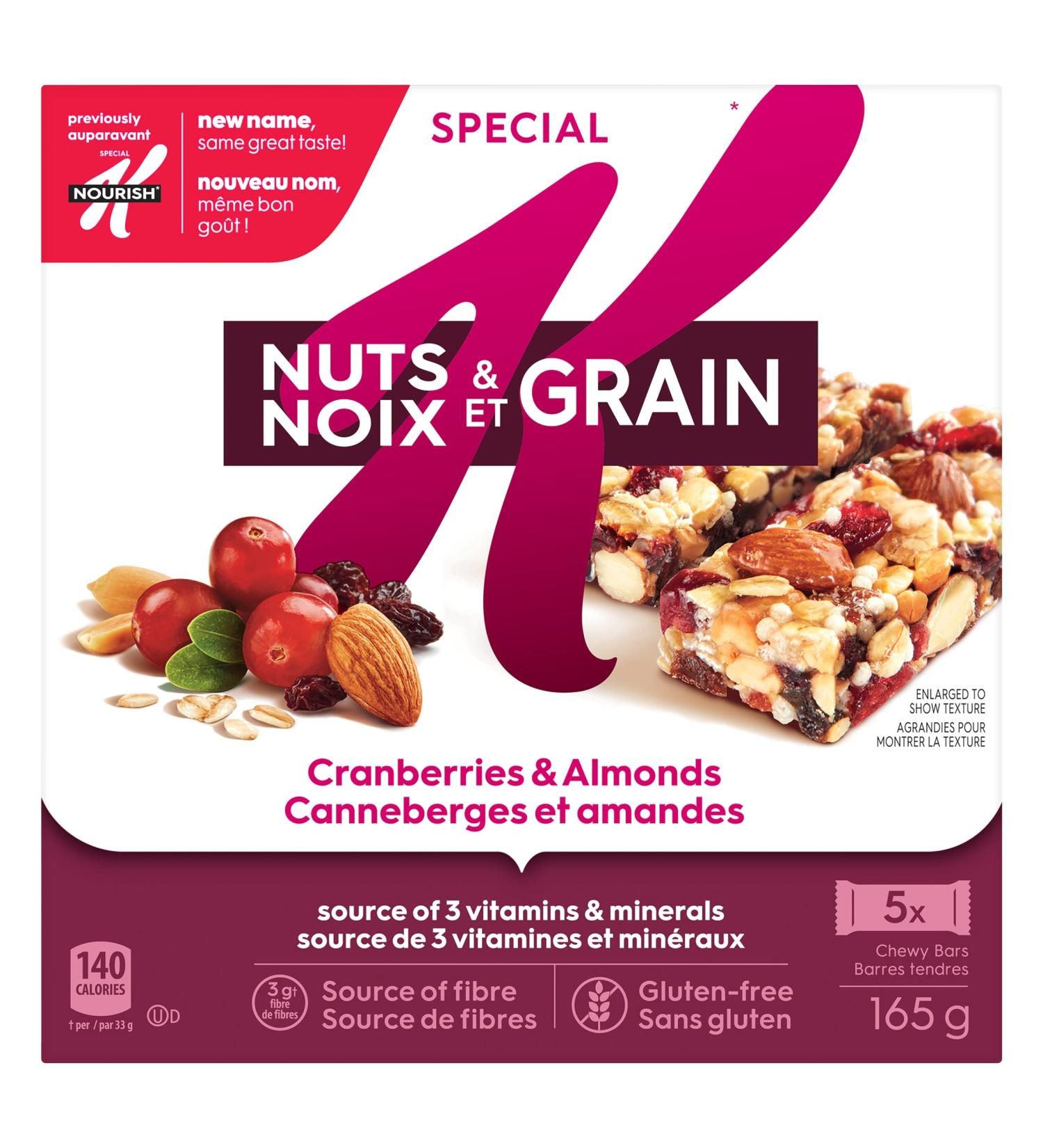 Kellogg's Special K Nourish Cranberries & Almonds Bar 165 Grams Cranberries & Almonds 165 g (Pack of 1) - Buy Online on SooperMarket.com