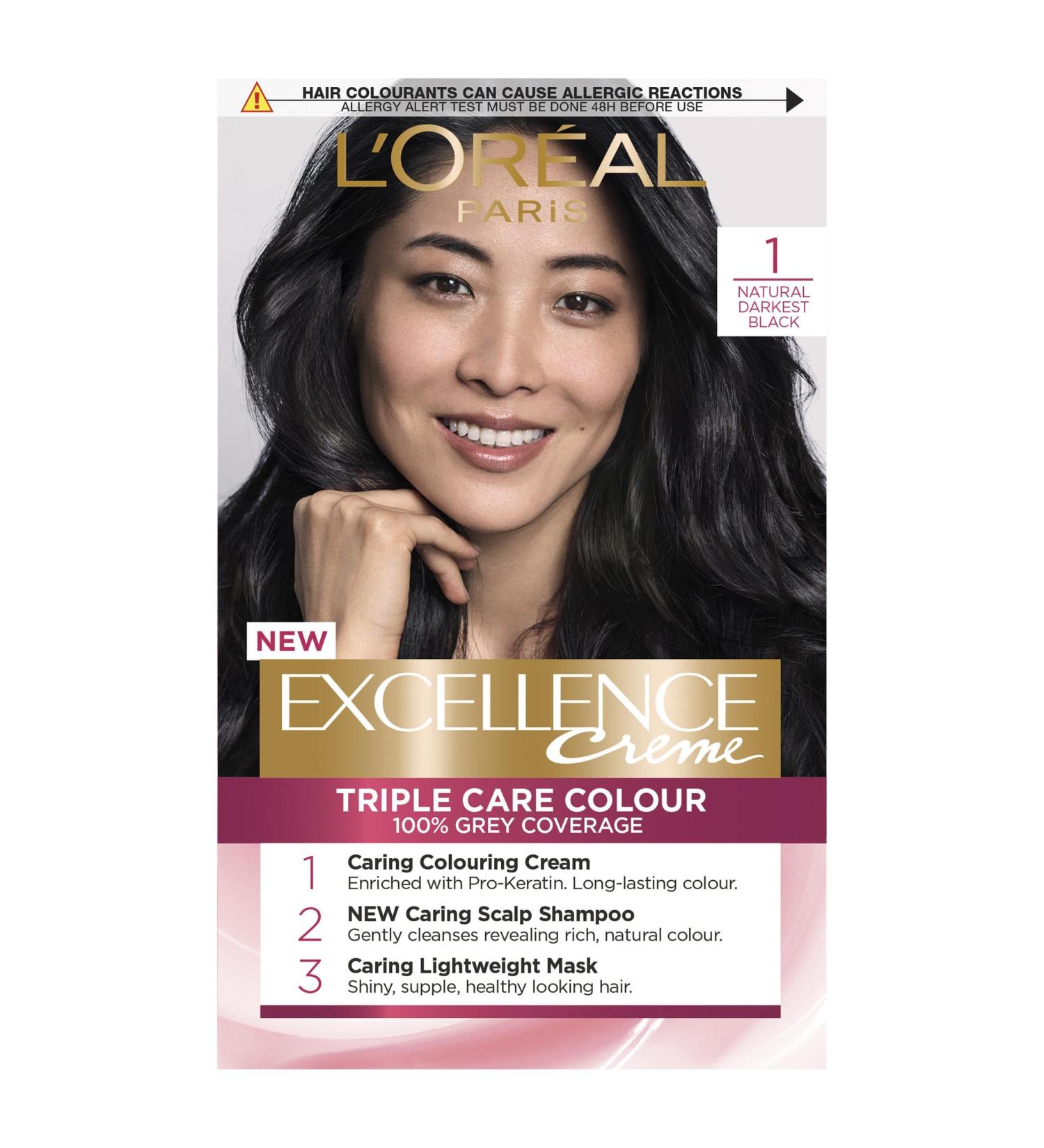 L'oreal Excellence 1.01 Blackest Black - Pack of 3 (250g Each) | Dark Black Hair Color - International Shipping Available - Buy Online on SooperMarket.com