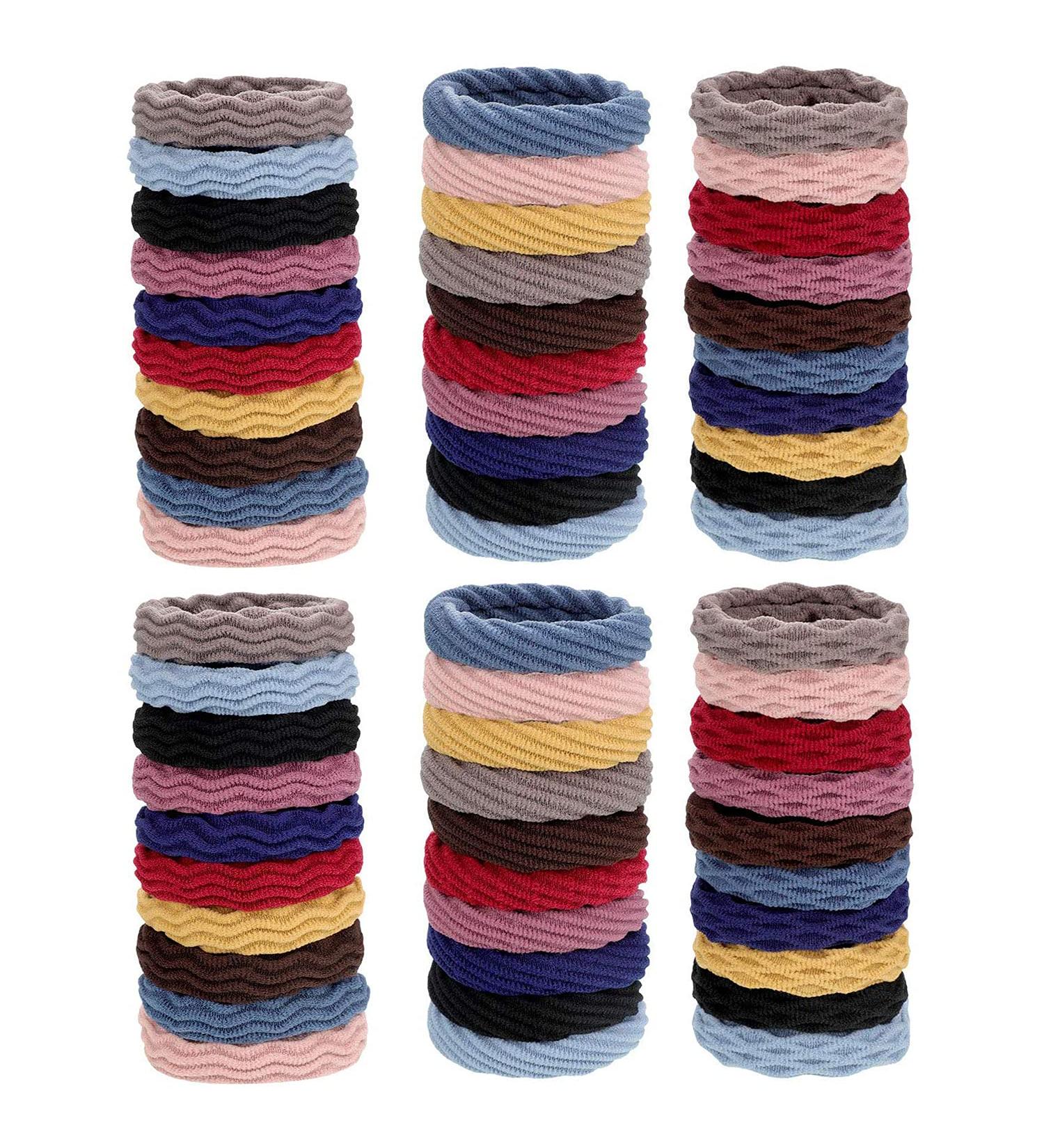Wetopkim 60 Pcs Non-Slip Hair Ties for Thick, Heavy, and Curly Hair - Lightweight, Seamless, Highly Elastic - Buy Online on SooperMarket.com