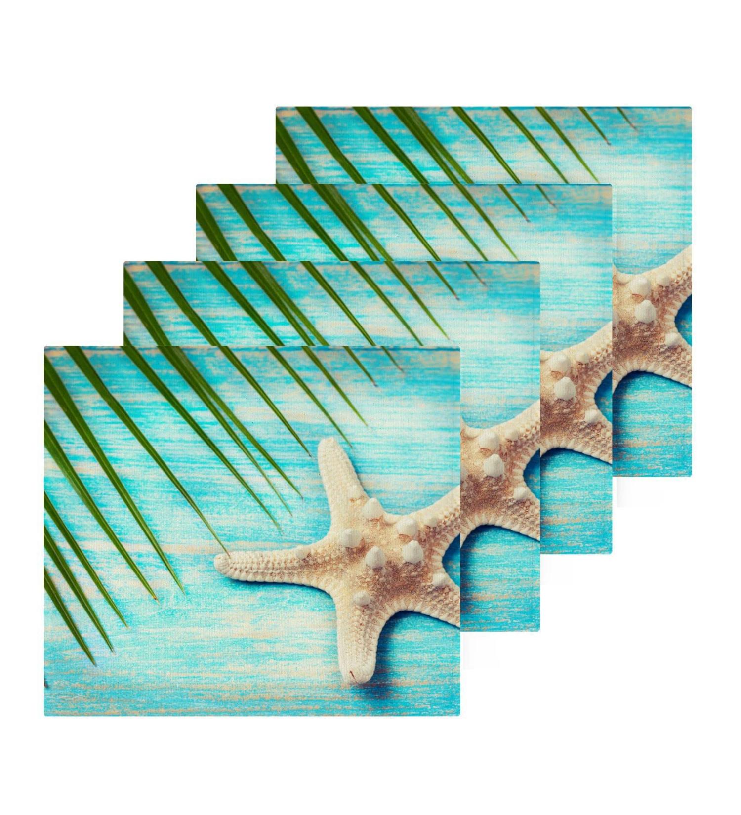 SUABO Soft Cotton Bath Washcloths Set | Starfish Palm Tree Design | Absorbent & Quick Drying | 6-Pack - Buy Online on SooperMarket.com
