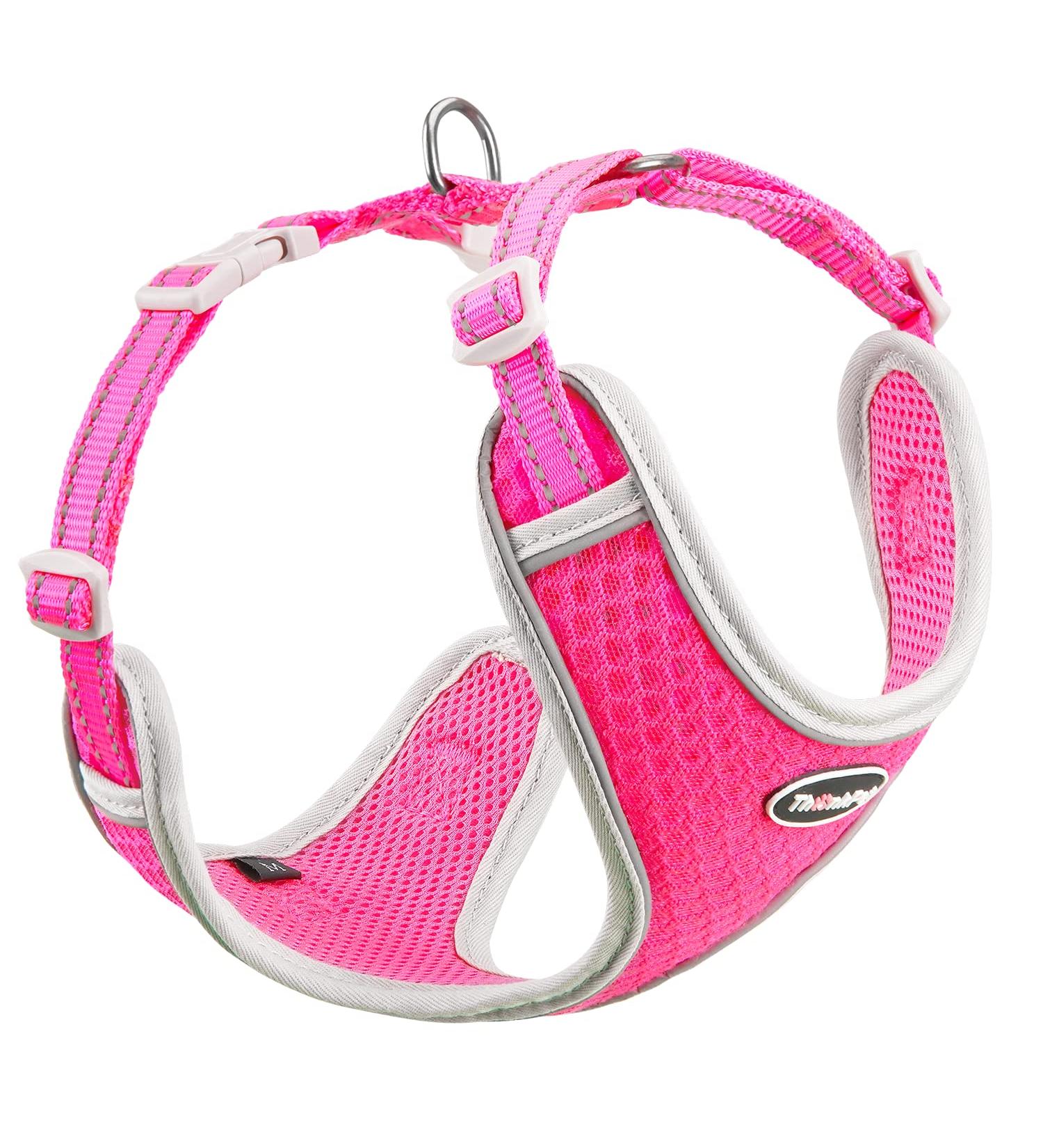 ThinkPet No-Pull Dog Harness & Leash Set | Breathable Adjustable Safety Harness for Small Medium & Large Dogs | Reflective & Padded Control Harness (Pink/Red) - Buy Online on SooperMarket.com