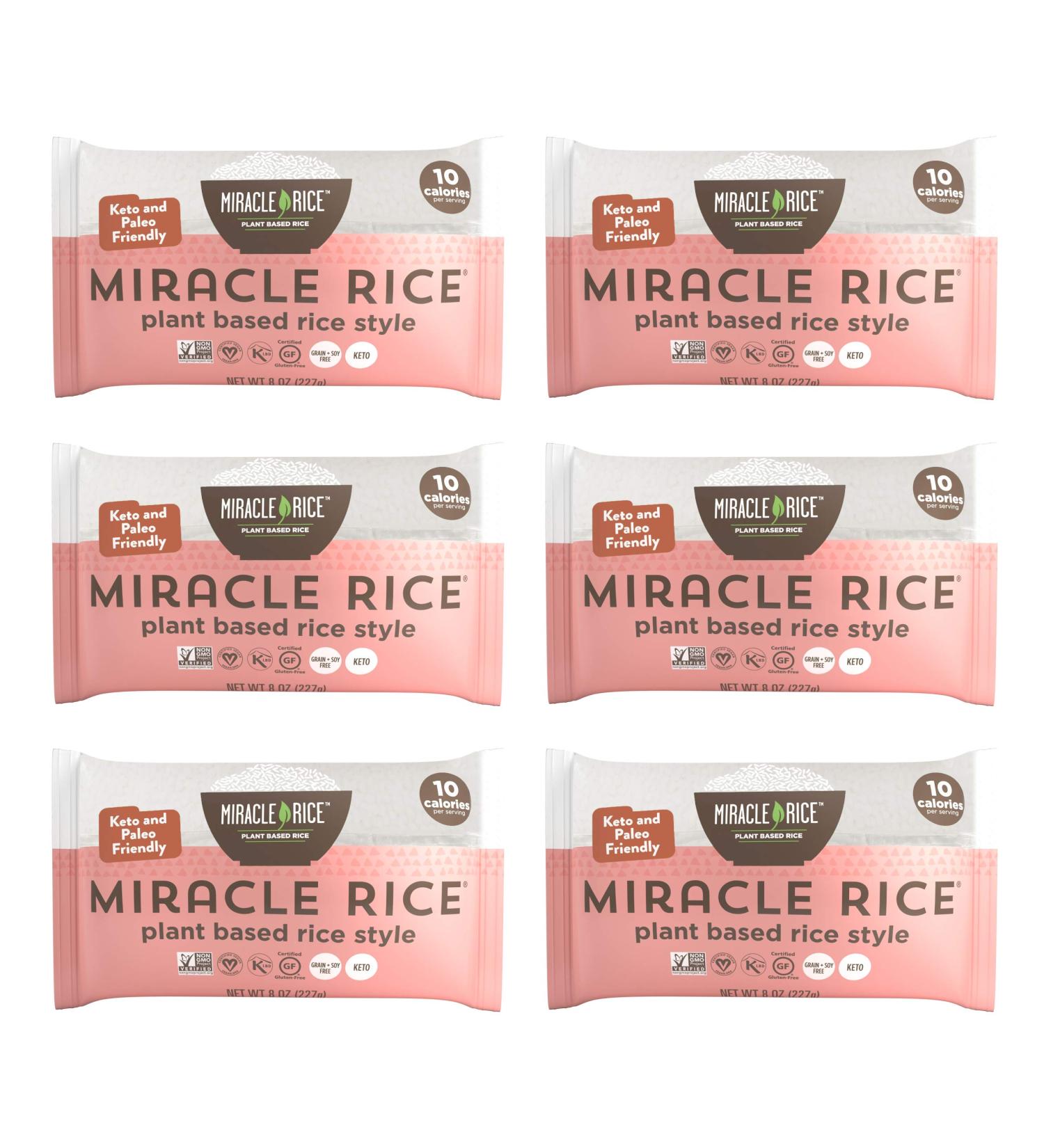 Miracle Noodle Miracle Rice - Plant Based Shirataki Rice - Keto, Vegan, Gluten-Free - 8 oz (Pack of 6) - Low Carb, Paleo, Dairy Free - Kosher, Soy Free, Non-GMO - Perfect for Your Keto Diet - Buy Online on SooperMarket.com