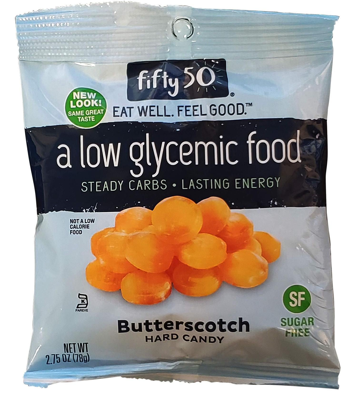 Low Glycemic Butterscotch Hard Candy - Fifty 50, 2.75 oz (78g) - Sugar-Free Delight - Buy Online on SooperMarket.com