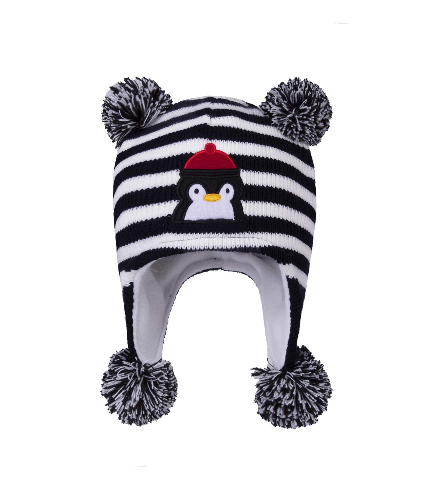 LANGZHEN Toddler Winter Hat with Earflap Knit Cap for Baby Boys Girls 6-12 Months - Penguin Design, Black Stripe - Buy Online on SooperMarket.com