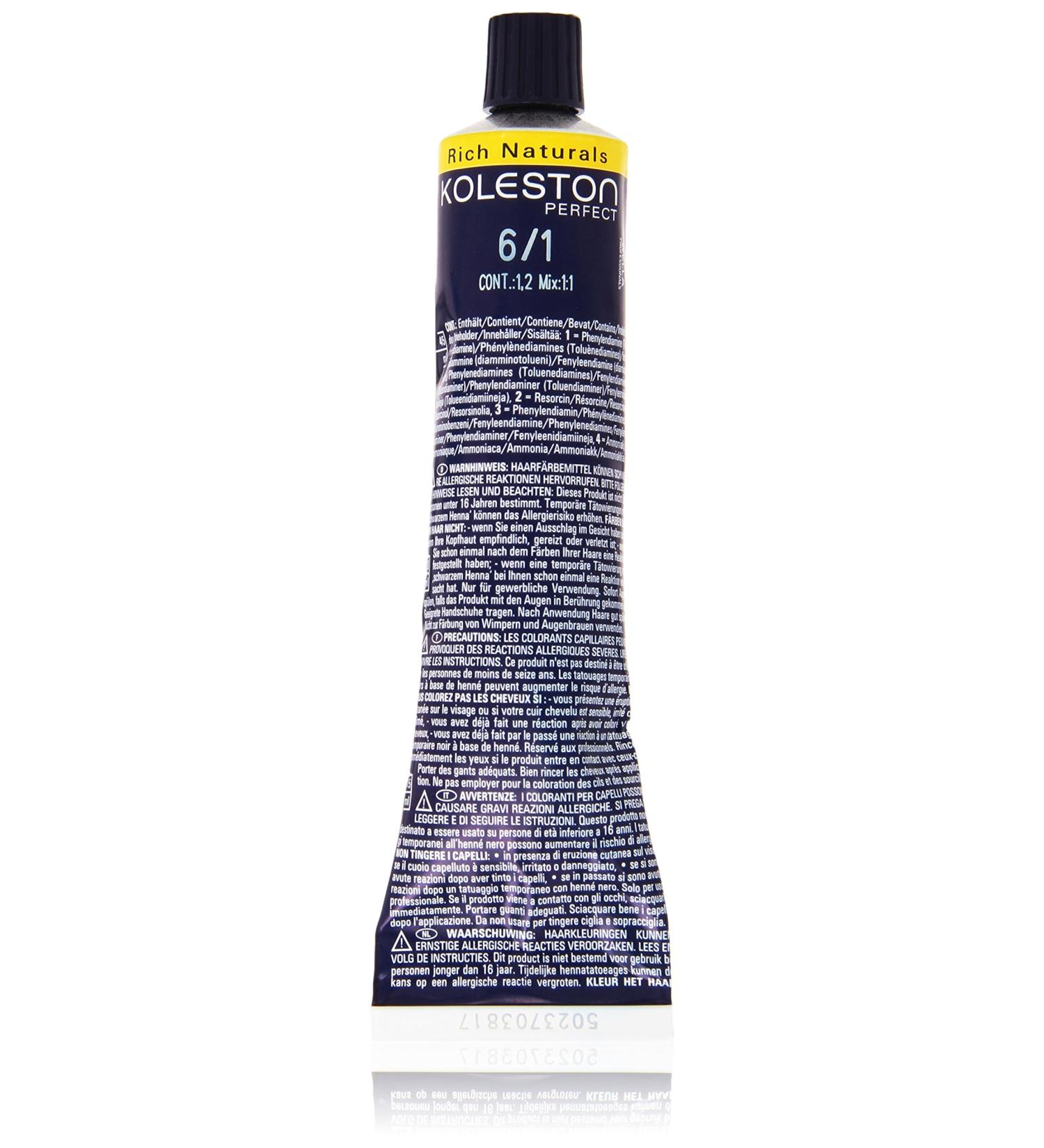 Wella Professionals Koleston Perfect Permanent Cream Hair Color 6/1 Dark Blonde Ash - 60ml | International Shipping Available - Buy Online on SooperMarket.com