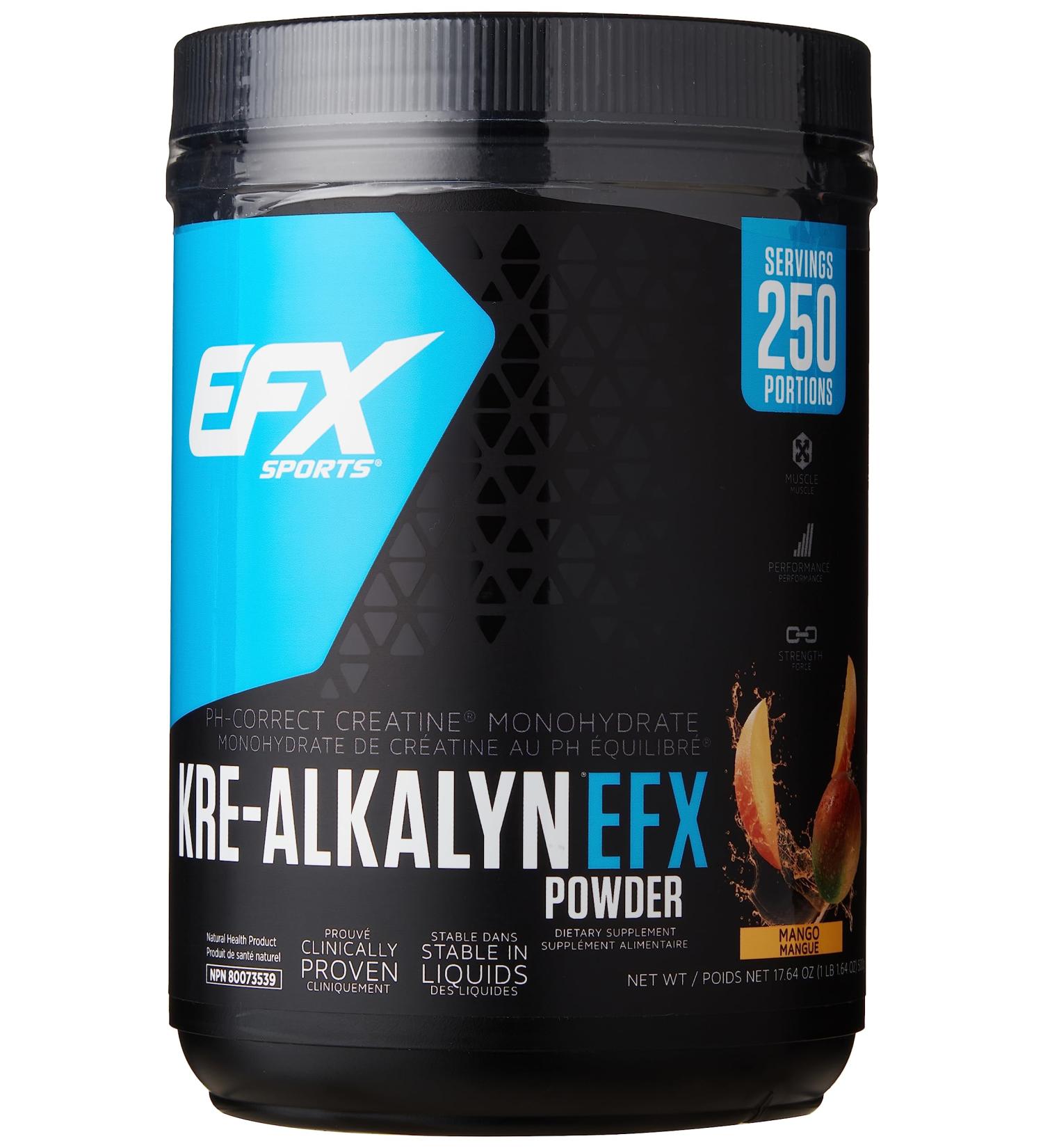 EFX Sports Kre-Alkalyn Powder 500g PH-Correct Creatine Monohydrate | Multi-Patented Formula Gain Strength Build Muscle & Enhance Performance Mango 500 gram Mango 500 g (Pack of 1) - Buy Online on SooperMarket.com