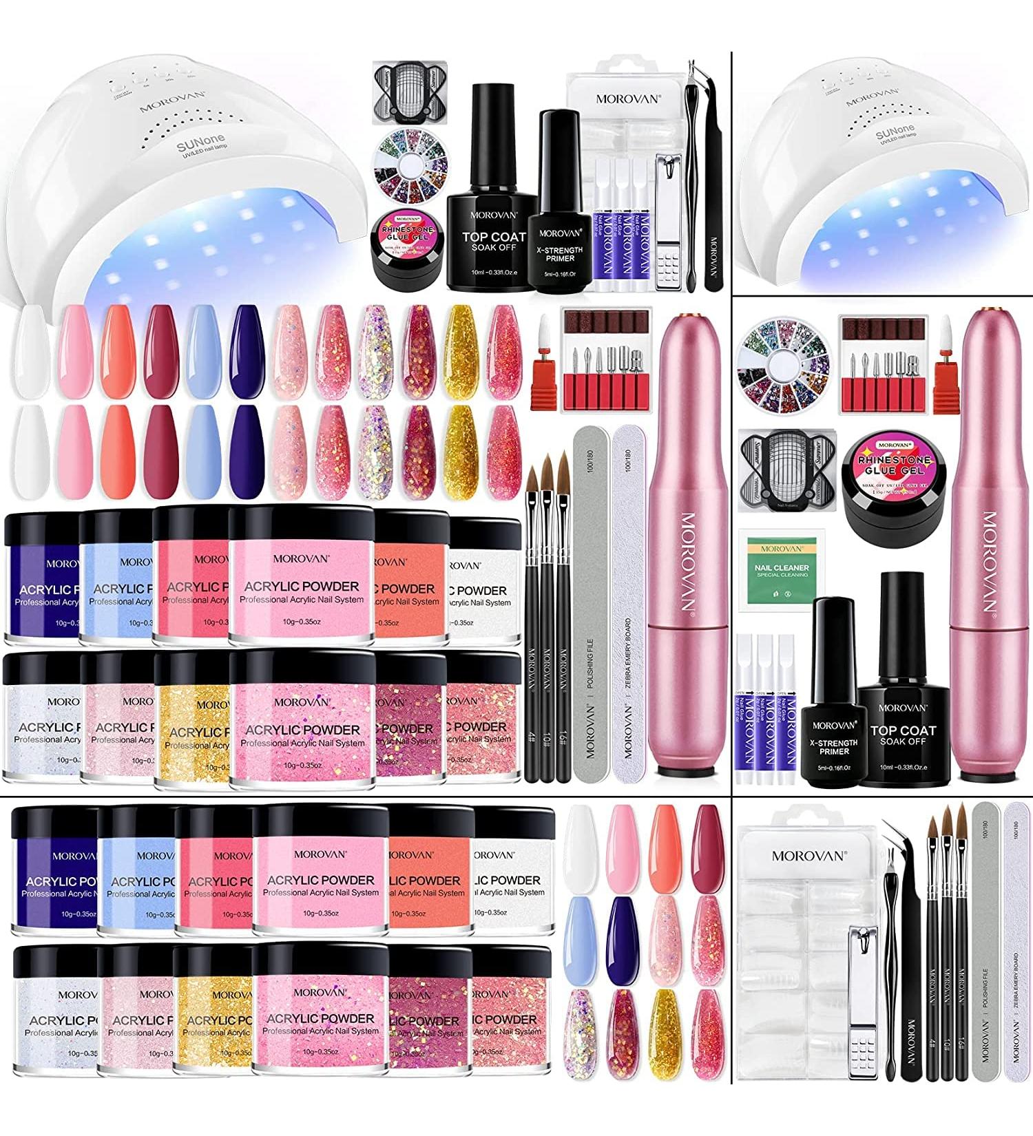 Morovan Acrylic Nail Kit with Drill - 12 Colors Acrylic Powder Set with UV Light - Professional Nail Extension Starter Kit for Home Nail Art - Buy Online on SooperMarket.com