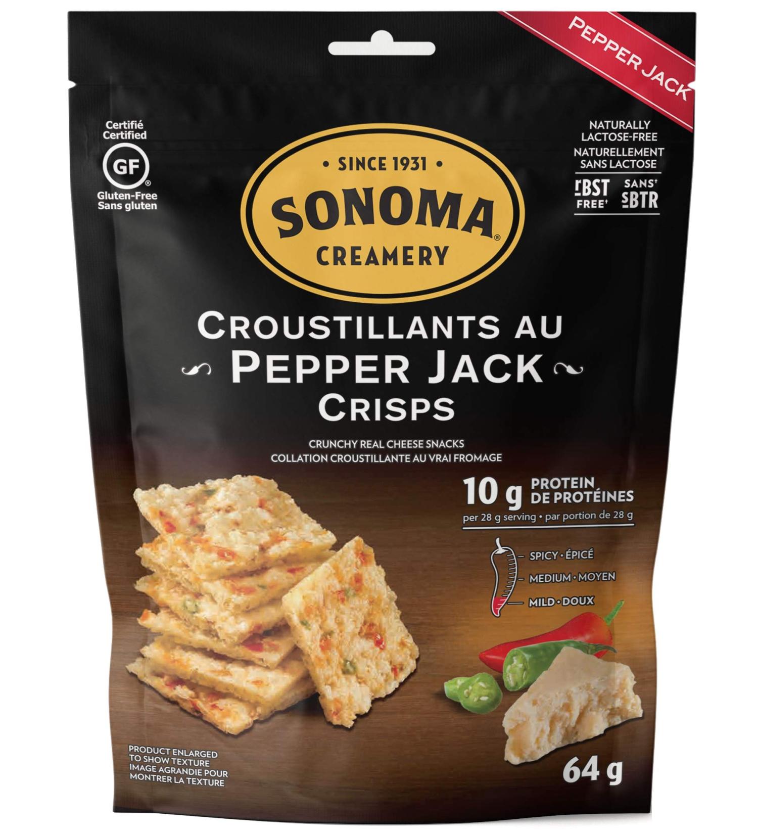Sonoma Creamery Pepperjack Cheese Crisps 12 Count of 64g 5.33 g (Pack of 12) - Buy Online on SooperMarket.com