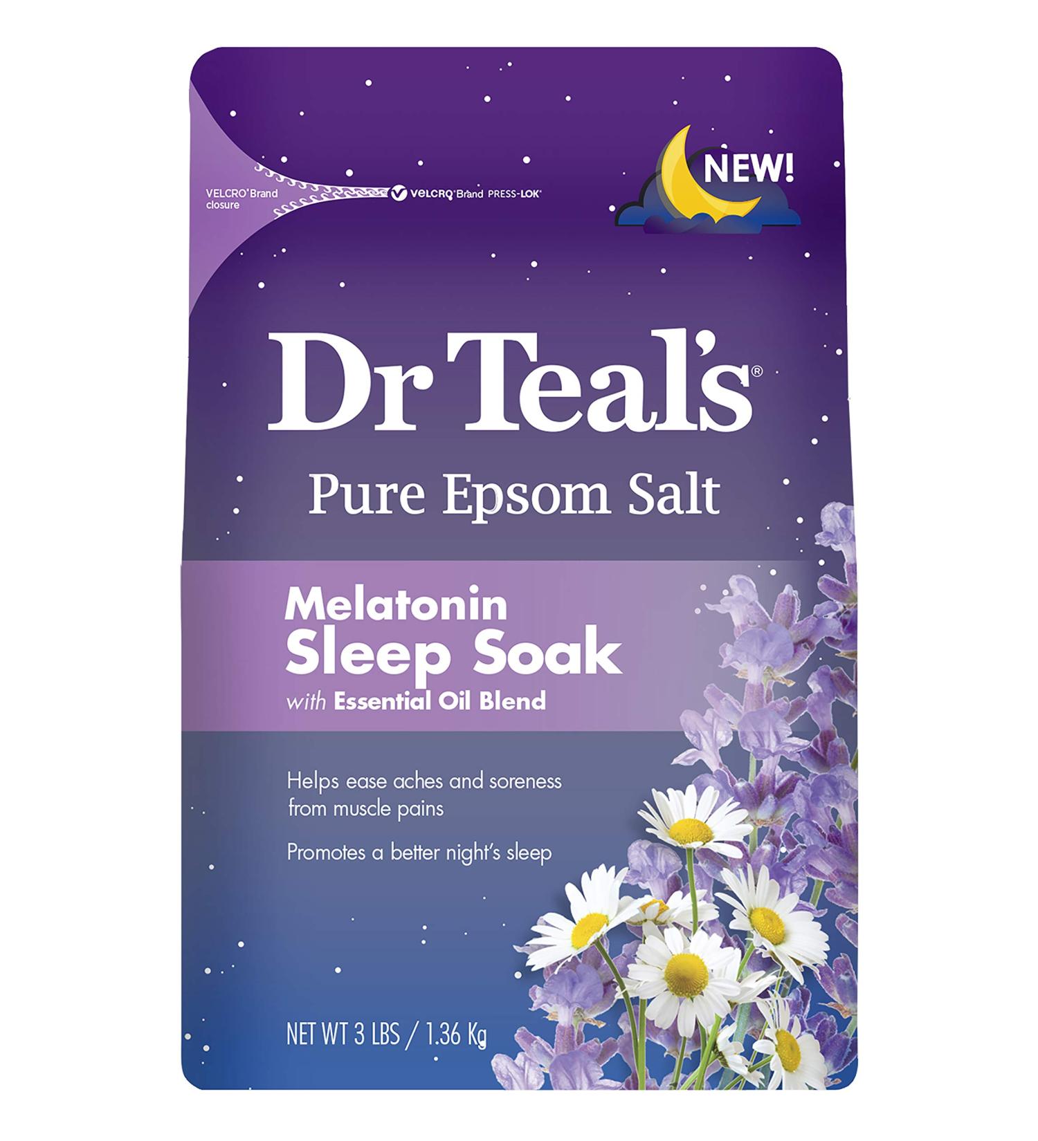 Pure Epsom Salt Melatonin Sleep Soak with Essential Oil Blend Teal's 3 Lbs (Pack of 2) 3 Pound (Pack of 2)