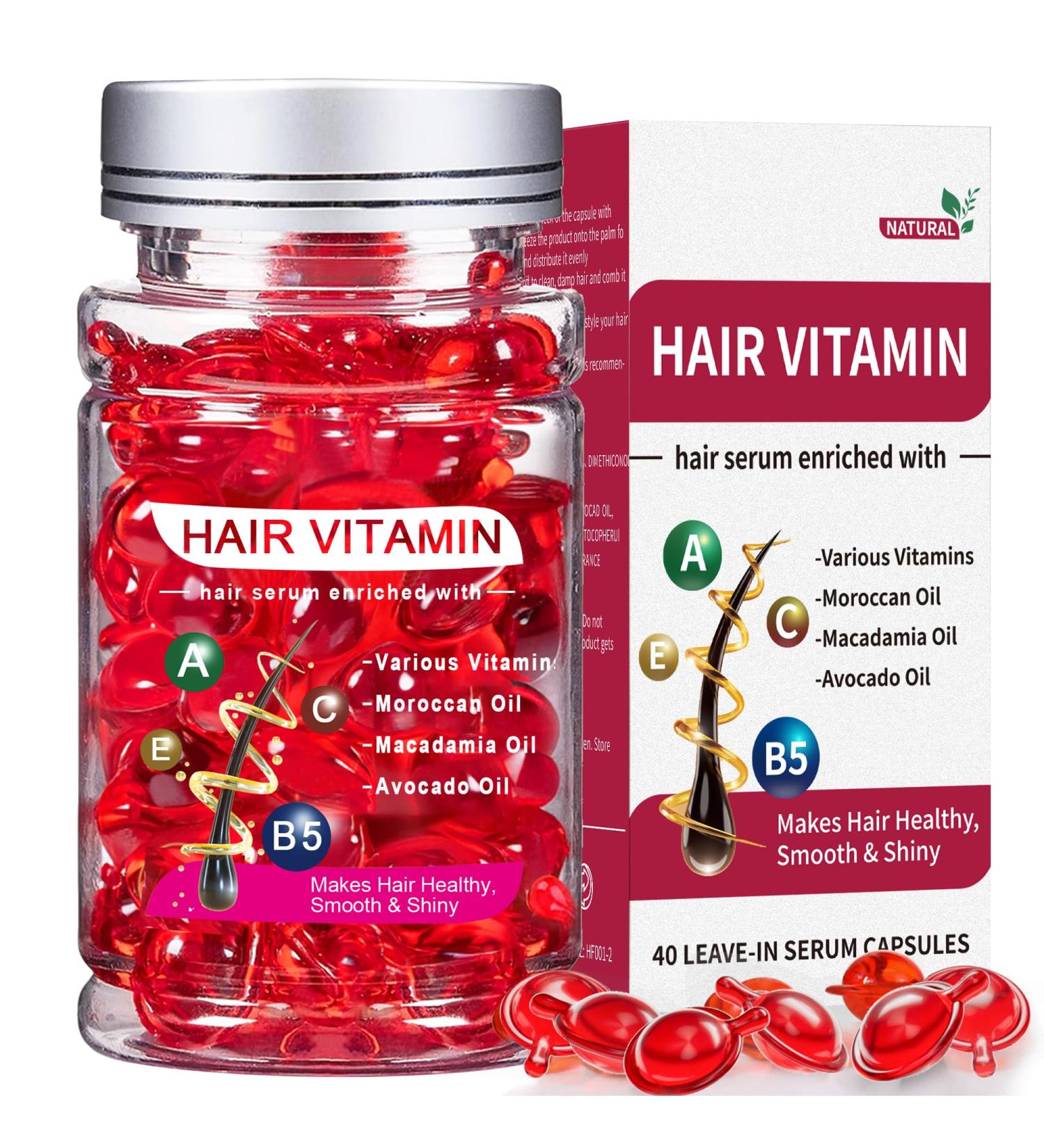 Buy Hair Serum for Frizzy & Dry Hair - Argan Avocado & Moroccan Oil Treatment - Vitamin-Packed Hair Oil Capsules (40 Caps) for Damaged Hair - Buy Online on SooperMarket.com