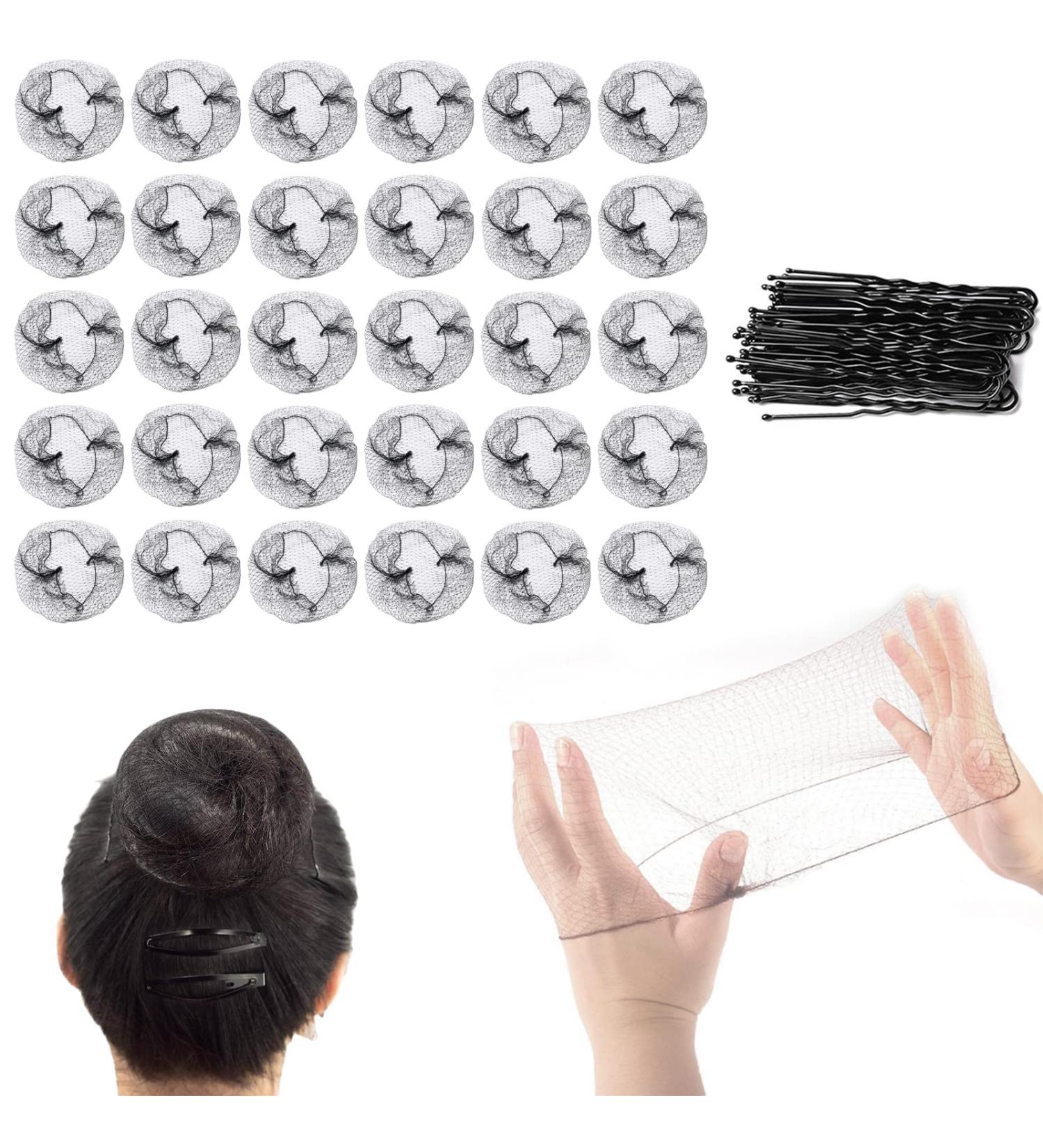 Shakeel 30pcs Invisible Hair Nets with 20pcs U Shape Pins - Black Mesh Ballet Bun Nets for Women Dancer Cook Caterers - Buy Online on SooperMarket.com