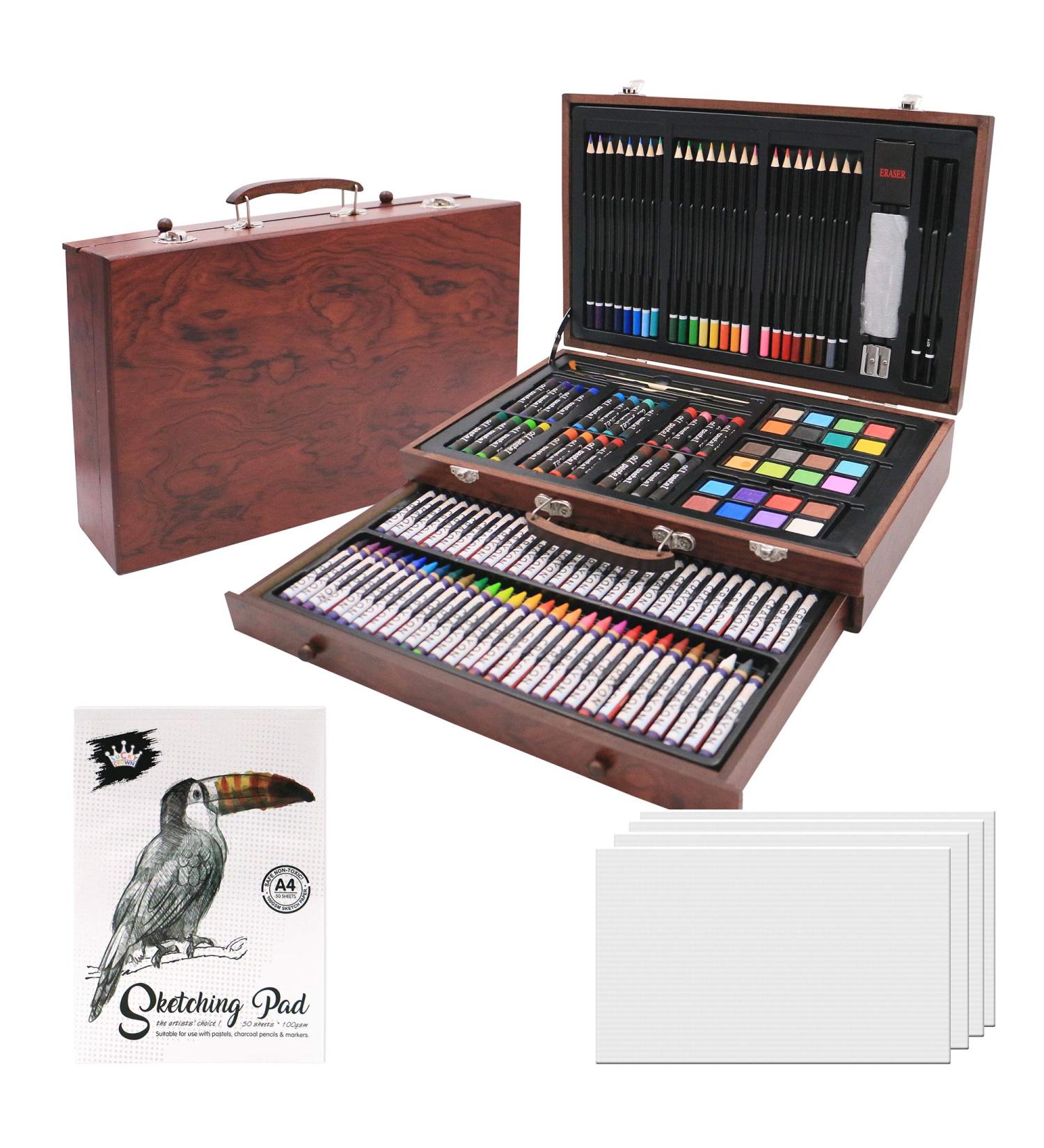 148 Piece Deluxe Art Set with Wooden Case - Professional Artist Drawing & Painting Kit for Kids, Teens, and Adults - Buy Online on SooperMarket.com