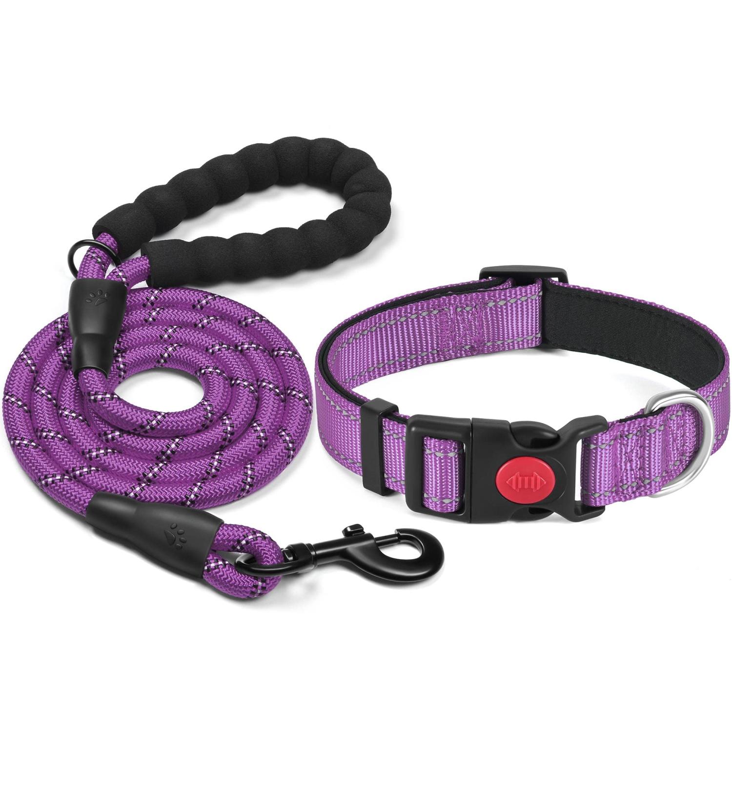 Shop Haapaw Reflective Dog Collar - Padded Neoprene & Breathable Nylon for Small Medium & Large Dogs - Purple (M 1 Pack) | International Shipping Available - Buy Online on SooperMarket.com