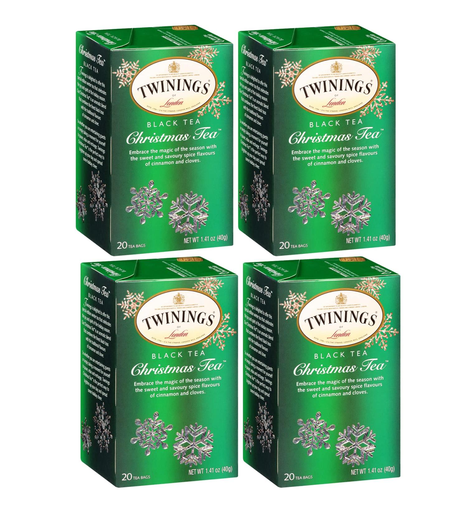 Twinings of London Christmas Black Tea - Spicy & Warm Taste - Cinnamon & Cloves - Individually Wrapped - 120 Tea Bags (4 Pack) - Buy Online on SooperMarket.com