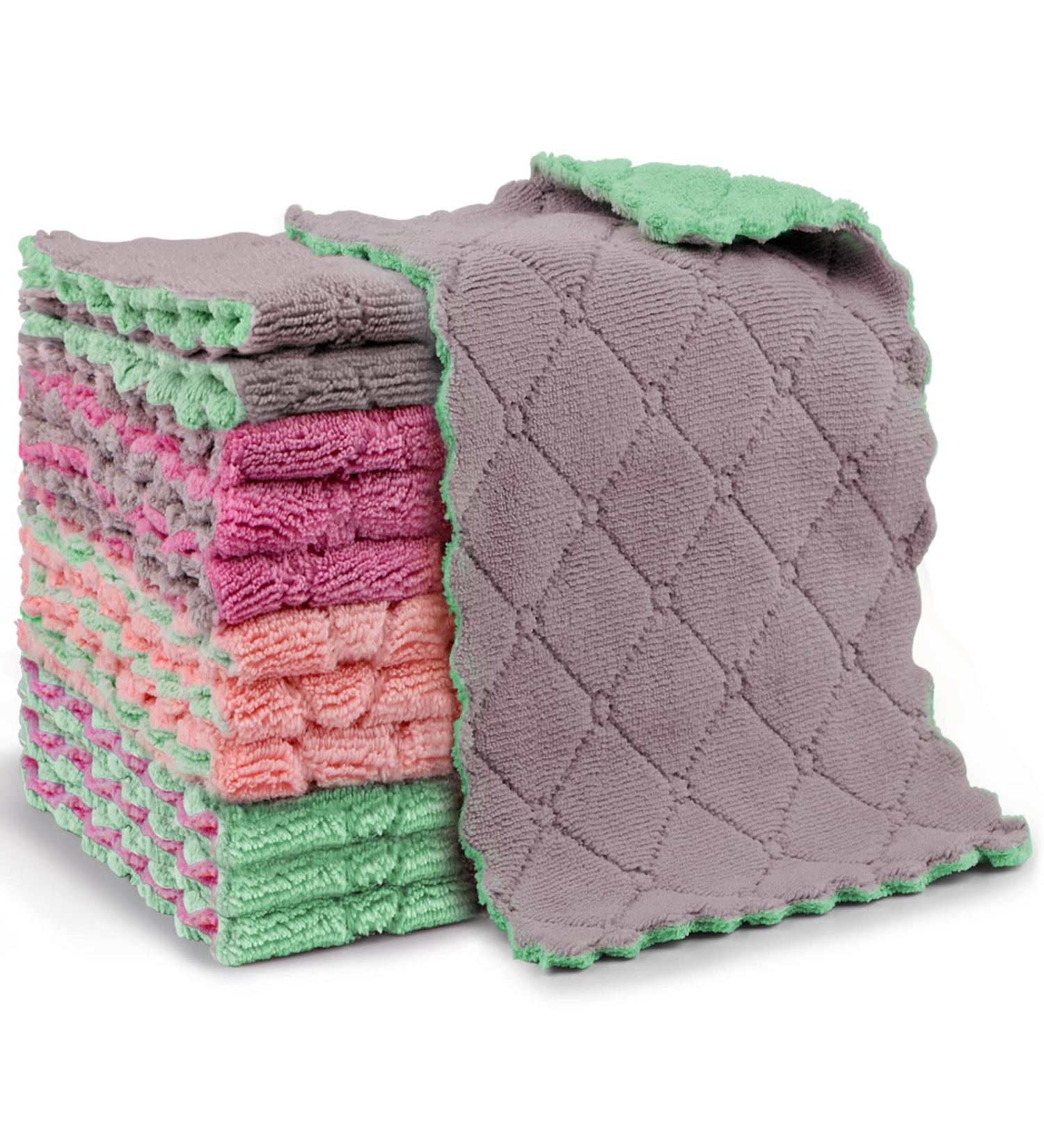 AIDEA Kitchen Dish Cloth 12-Pack - Super Absorbent Coral Fleece Dish Cloths - Premium Microfiber Cleaning Cloths - Fast Drying & Reusable Dish Rags - Buy Online on SooperMarket.com