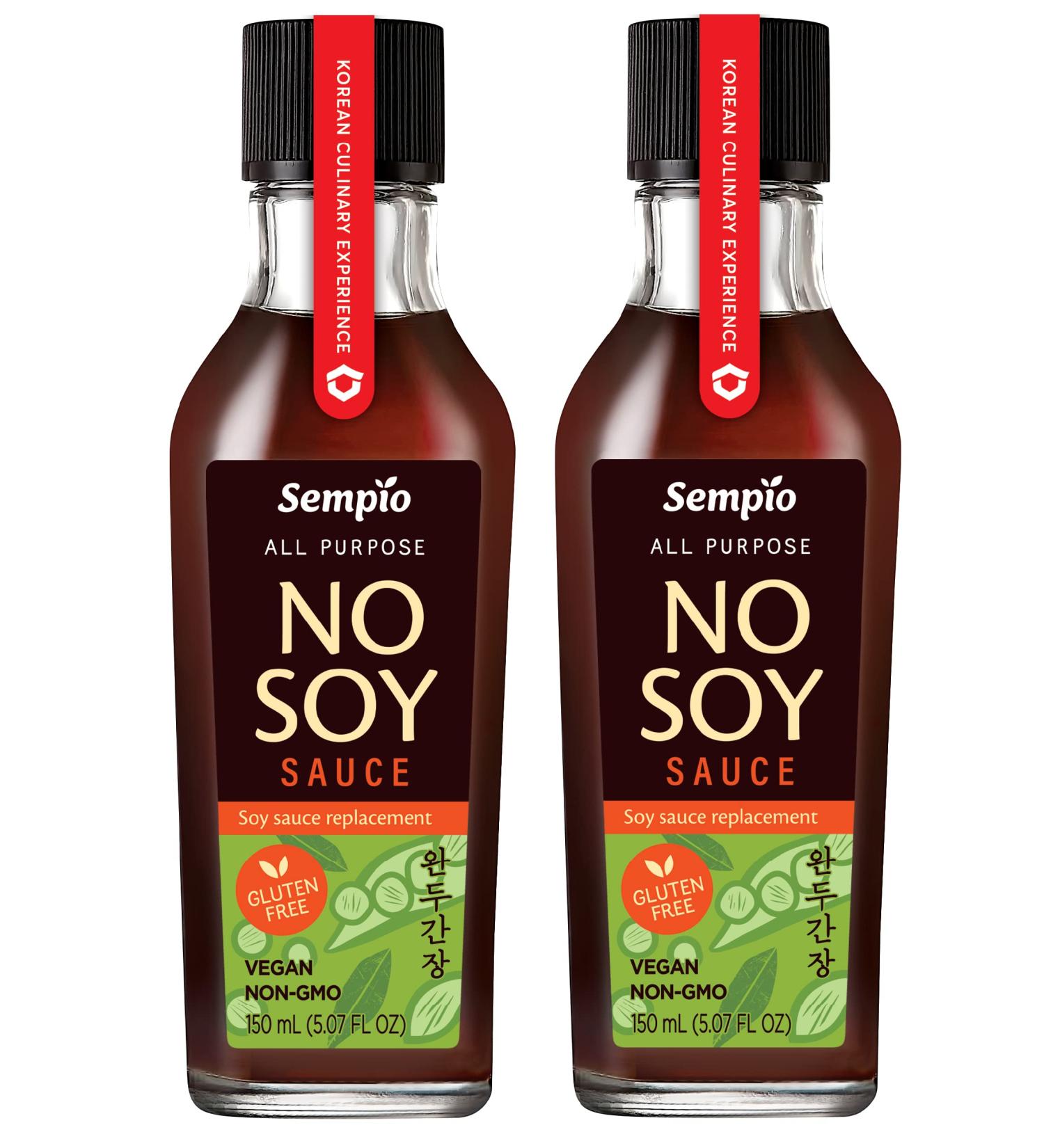 SEMPIO NO-SOY SAUCE - All-Purpose Seasoning Soy Sauce Alternative Multi-purpose condiment made with peas and pea protein instead of soybeans Gluten-free NON-GMO VEGAN (5.1 Fl oz Pack of 2) - Buy Online on SooperMarket.com