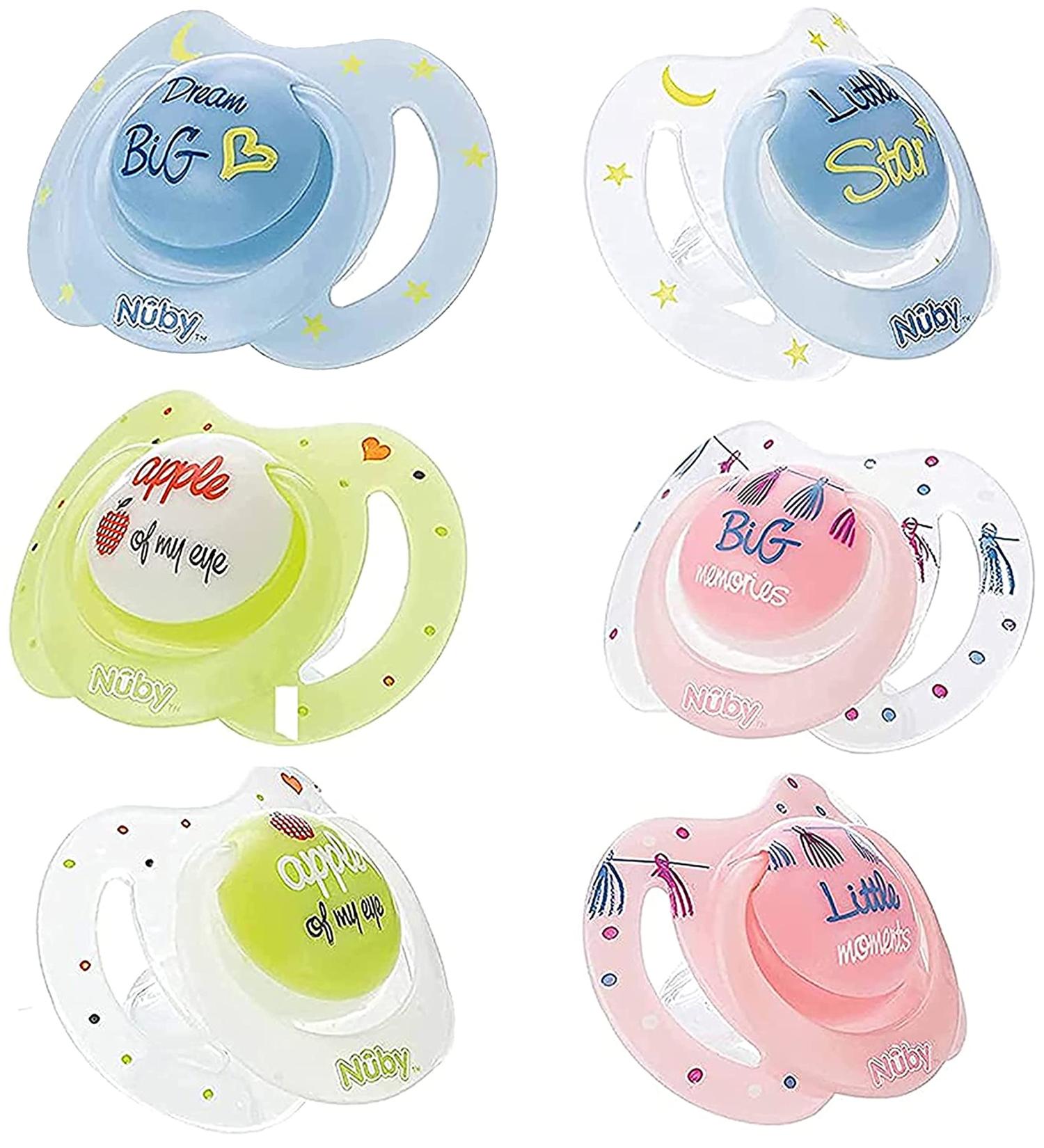 Glow in the Dark Silicone Bow Tie Baby Pacifiers - BPA Free Oval 2 Pack - Buy Online on SooperMarket.com