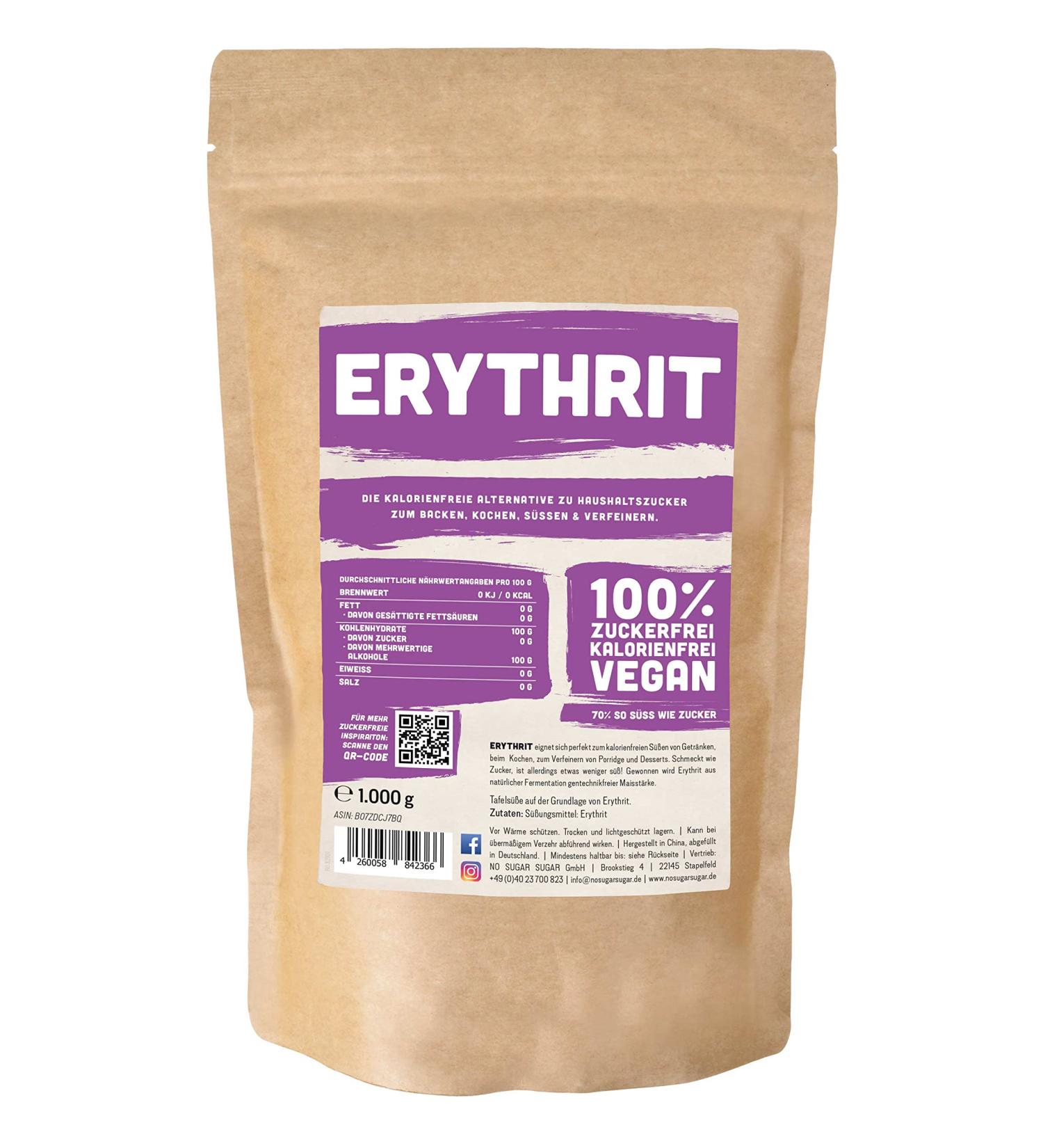 NoSugarSugar Erythritol - Natural Calorie-Free Sugar Substitute (1000g) | 70% Sweetness for Healthy Living - Buy Online on SooperMarket.com