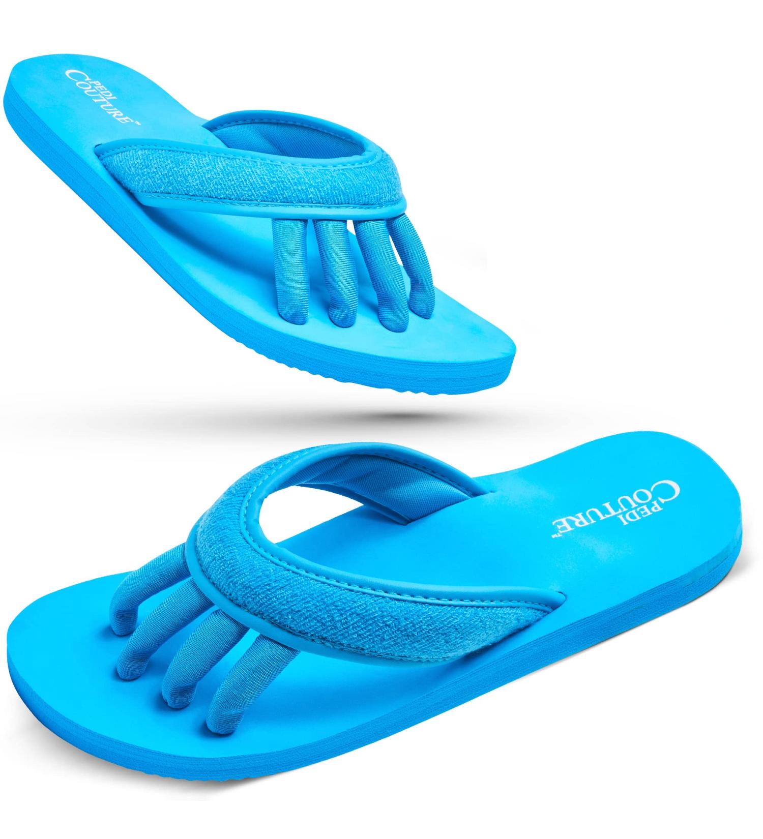 Pedi Couture Women's Pedicure Sandals - Turquoise Toe Separator Slippers - Buy Online on SooperMarket.com