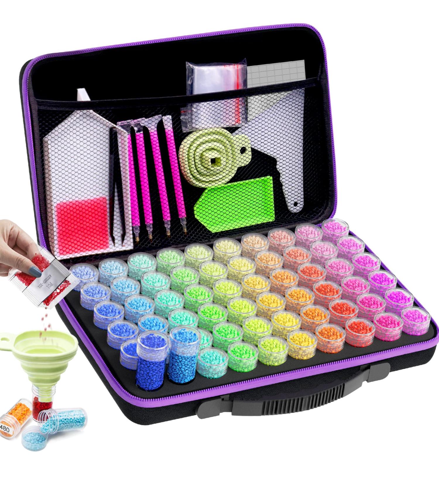 ARTDOT Diamond Painting Storage Containers - 60 Slots Medium Black Jars for Jewelry, Beads, Charms - Shockproof Diamond Painting Accessories - Buy Online on SooperMarket.com