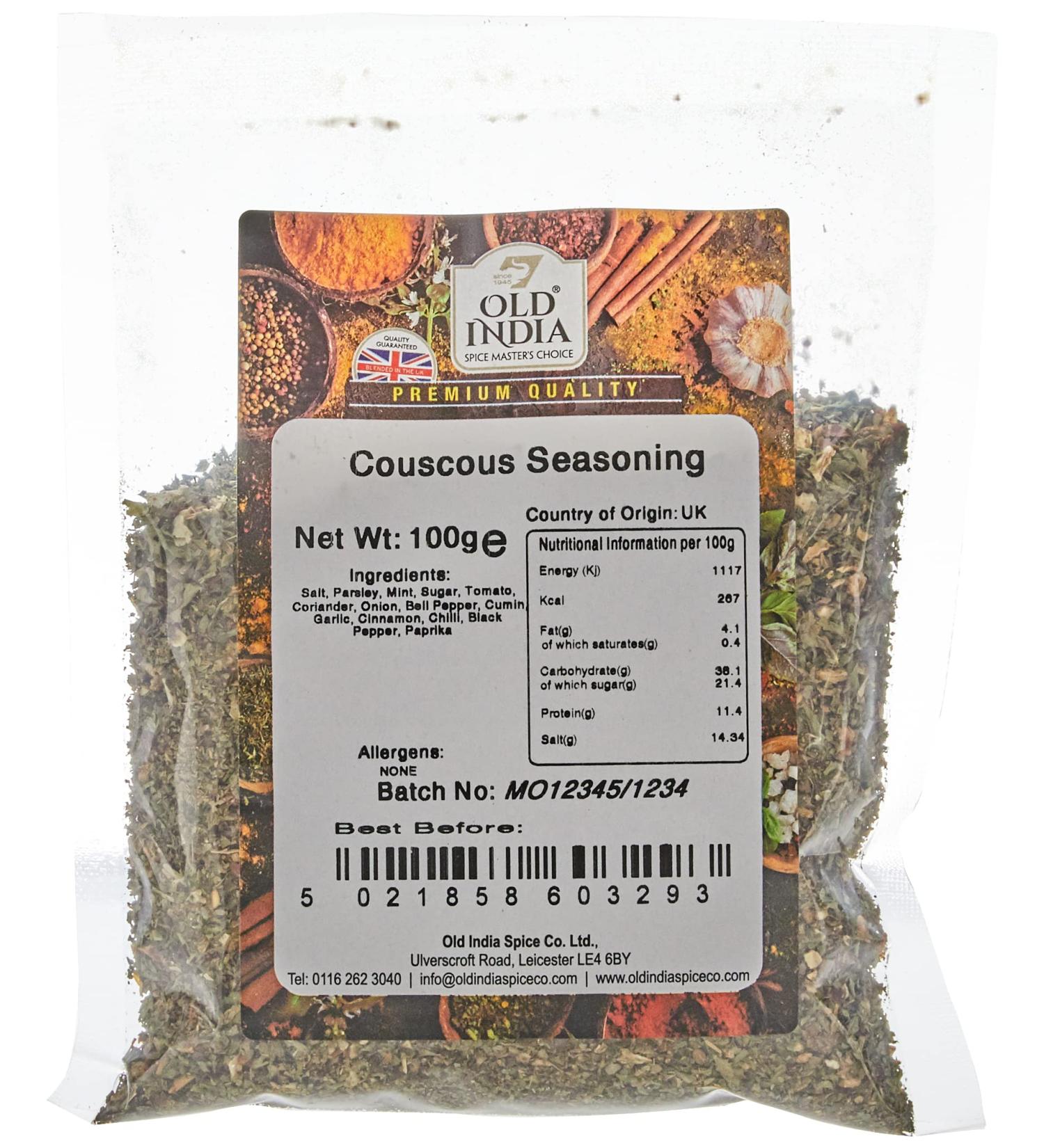 Old India Couscous Seasoning 100g - Authentic Blend for Delicious Couscous Meals - Buy Online on SooperMarket.com