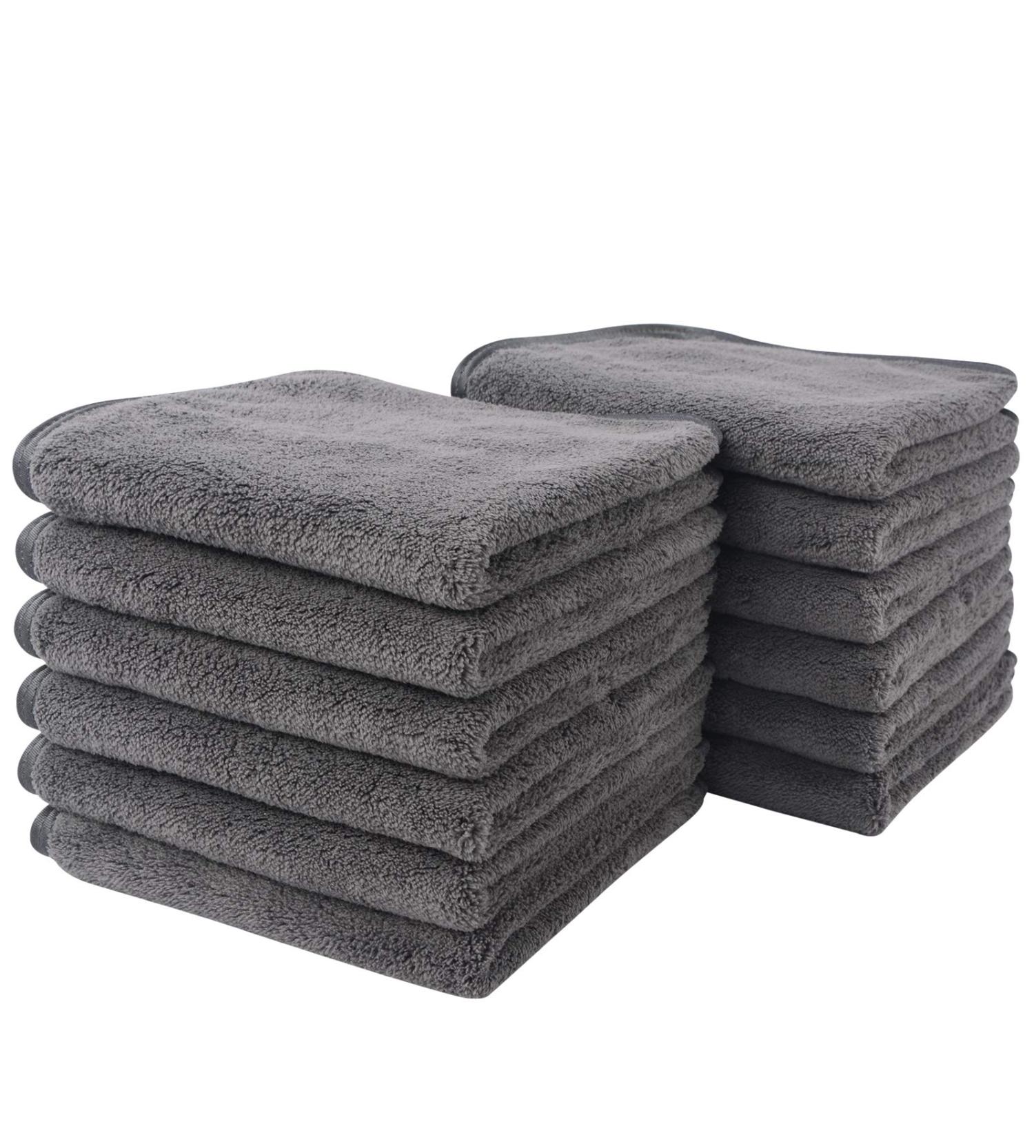 Sinland Microfiber Face Cloths - Reusable Makeup Remover Cloths for Women and Baby - Ultra Soft Washcloths - 12x12 Grey - 12 Pack - Buy Online on SooperMarket.com