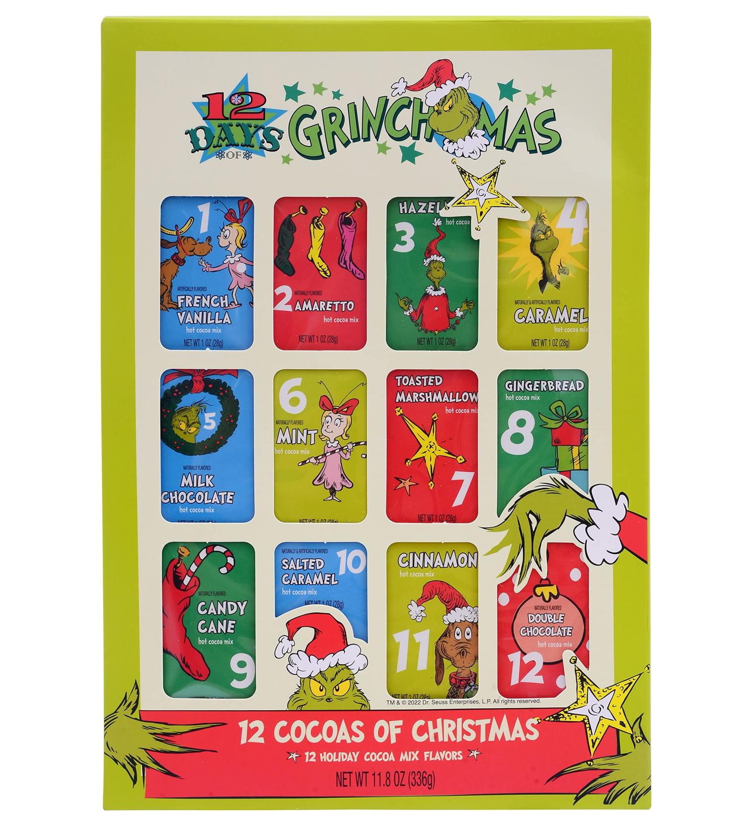 Dr Seuss The Grinch Hot Chocolate Mix Gift Set - 12 Cocoas of Grinchmas Holiday Variety Pack - Buy Online on SooperMarket.com