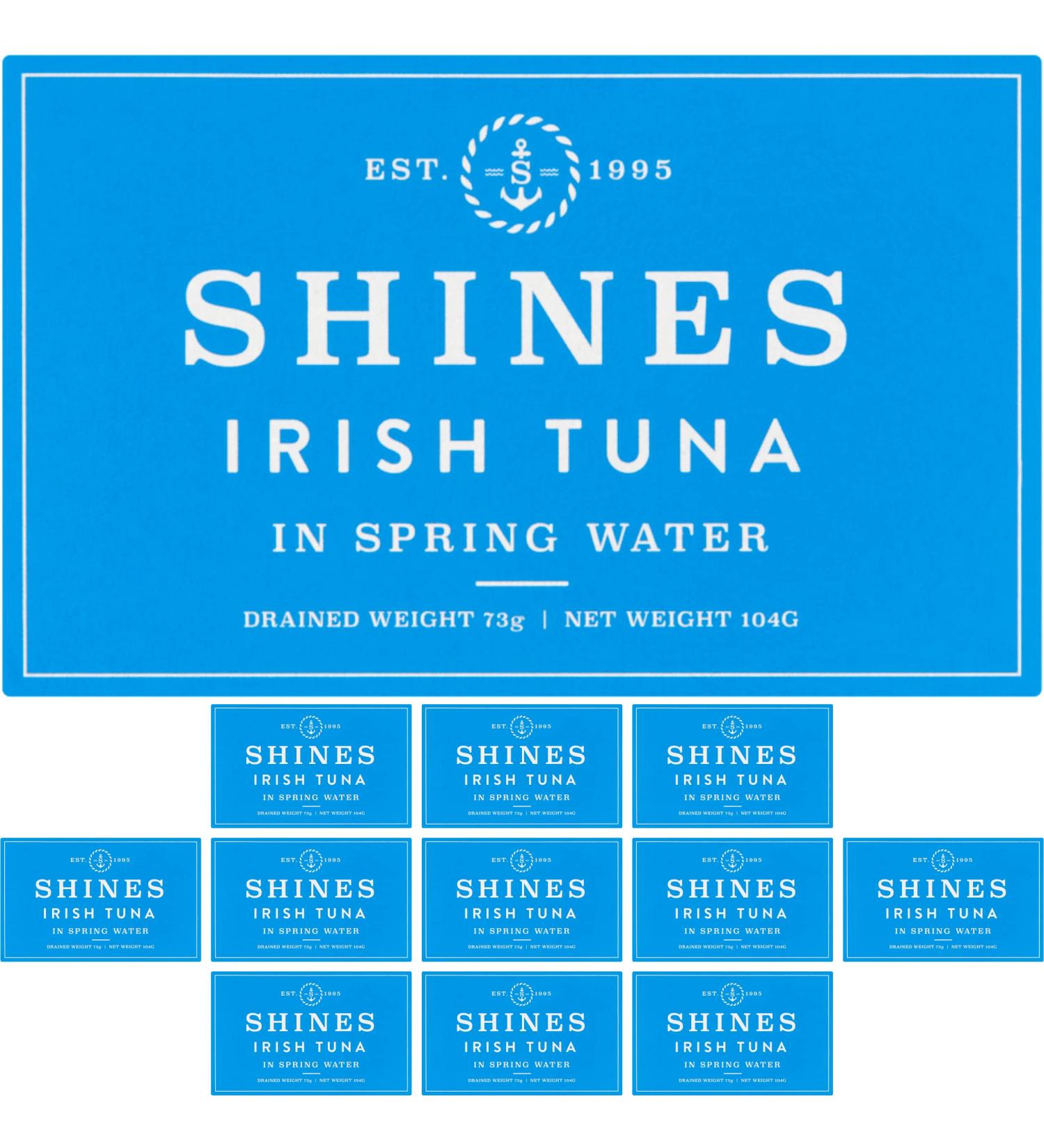 Shines Wild Irish Albacore Tinned Tuna in Spring Water - Low Carb & High Protein Canned Tuna - Ideal for Keto Diet - Hand Filleted - High in Omega 3 - Gluten Free - 12 x 111g Cans - Buy Online on SooperMarket.com