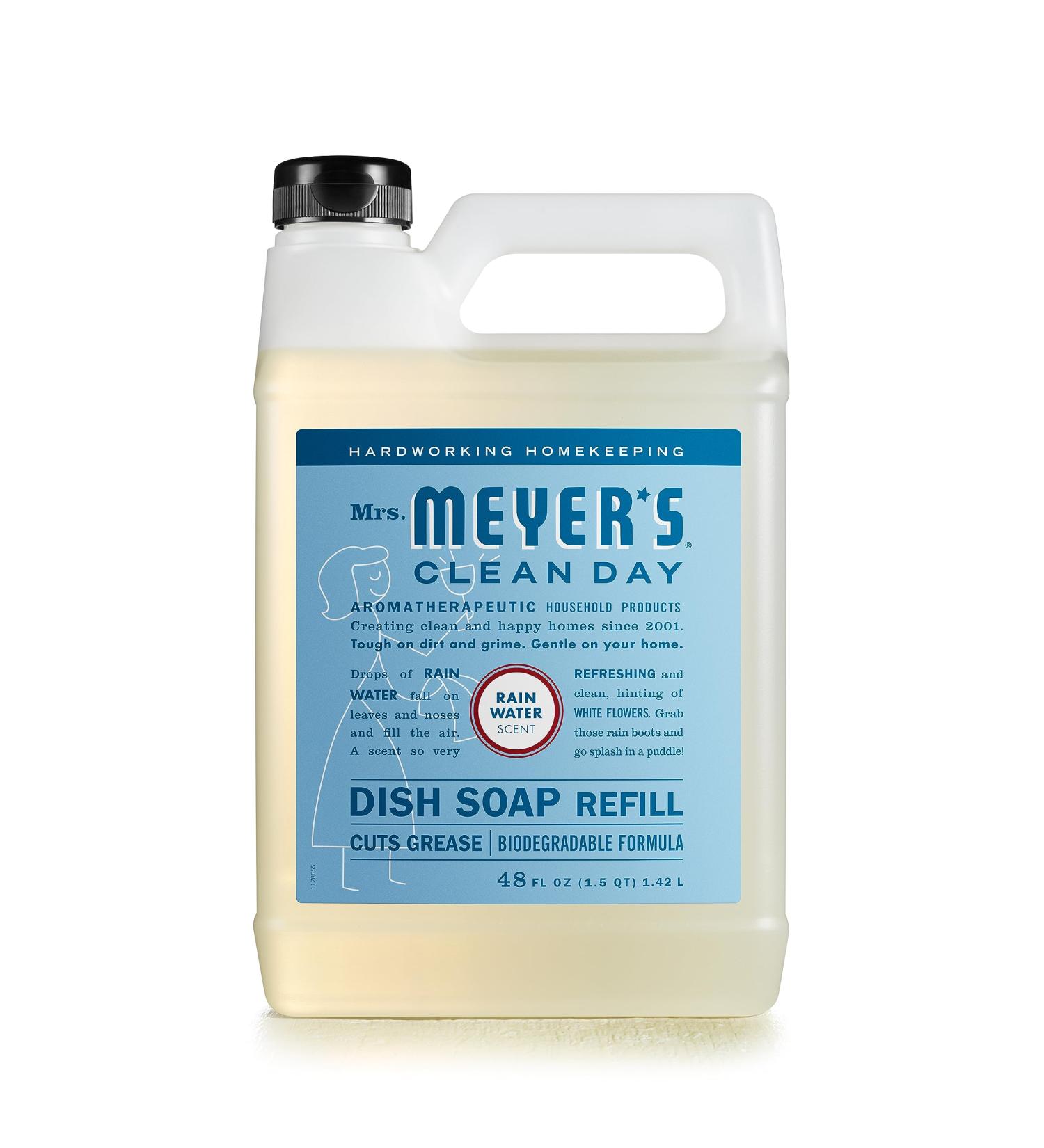 MRS. MEYER'S CLEAN DAY Liquid Dish Soap Refill - Biodegradable Rain Water 48 fl. oz - Eco-Friendly Dishwashing Solution - Buy Online on SooperMarket.com