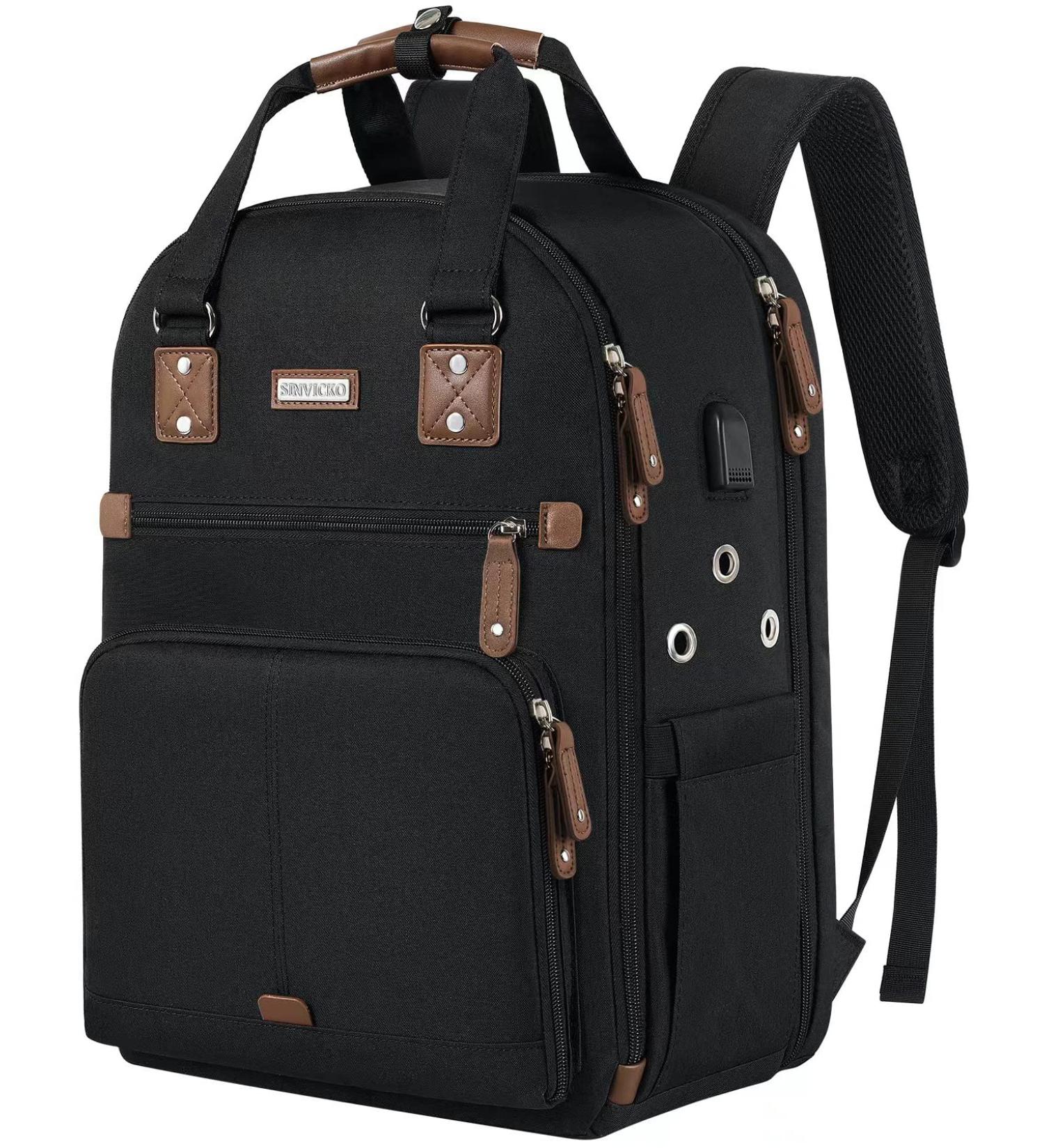 Black Crochet Bag with USB Charging Port - Large Yarn Storage Tote for Knitting & Crochet Projects - Fits 15.6 inch Laptop - Buy Online on SooperMarket.com