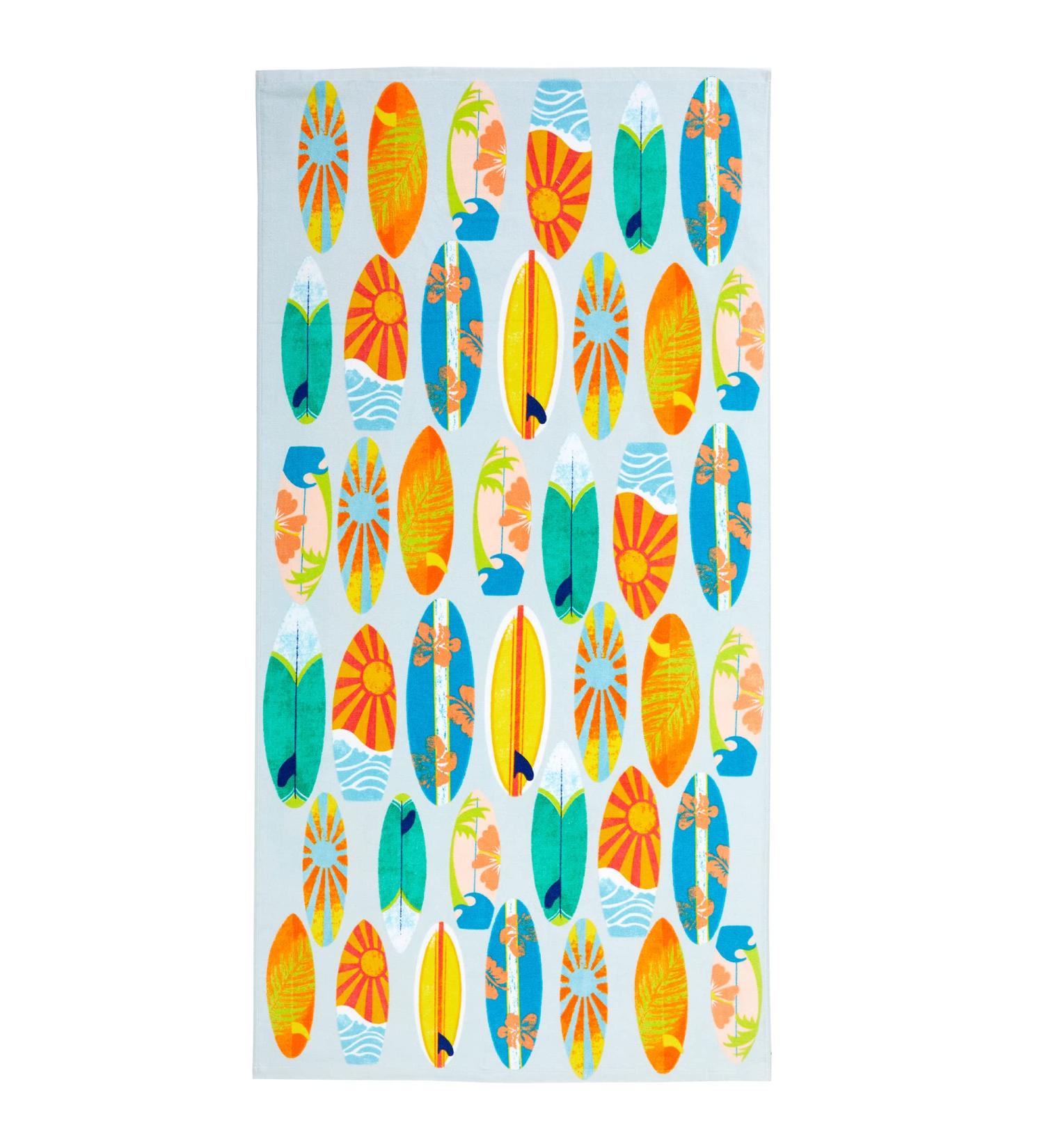 Kids Surfboards Pattern 100% Cotton Beach Towel - 30 x 60 Quick-Dry & Absorbent for Bath, Pool, Camping & Travel - Boys & Girls - Buy Online on SooperMarket.com