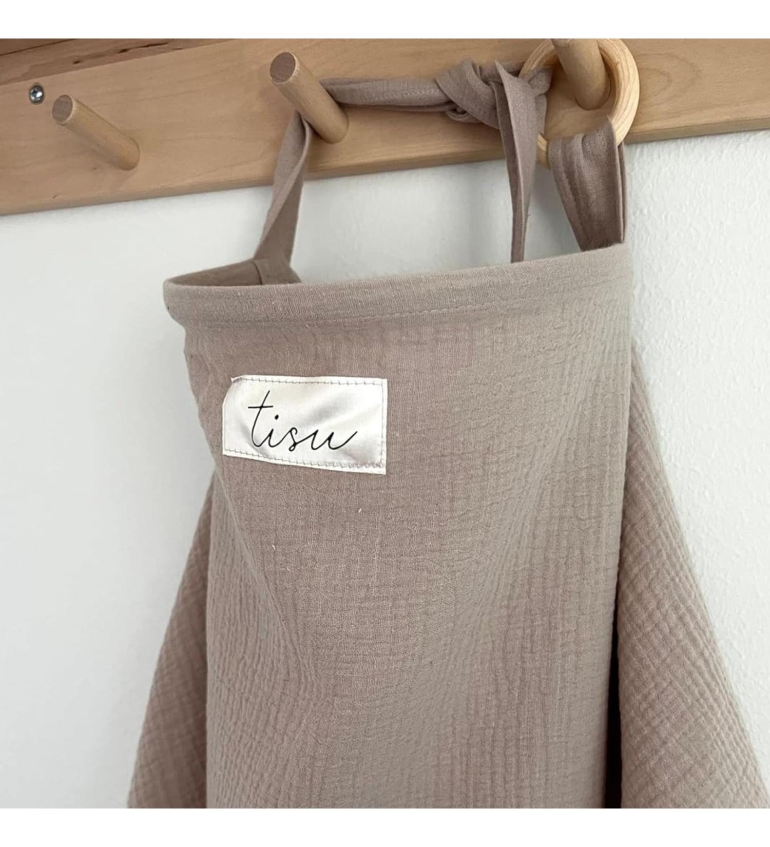 Nursing Cover for Breastfeeding & Pumping | Multi-Use Car Seat Stroller Cover | Organic Muslin Cotton for Baby | TISU Pastel Colors (Sand Neutral) - Buy Online on SooperMarket.com