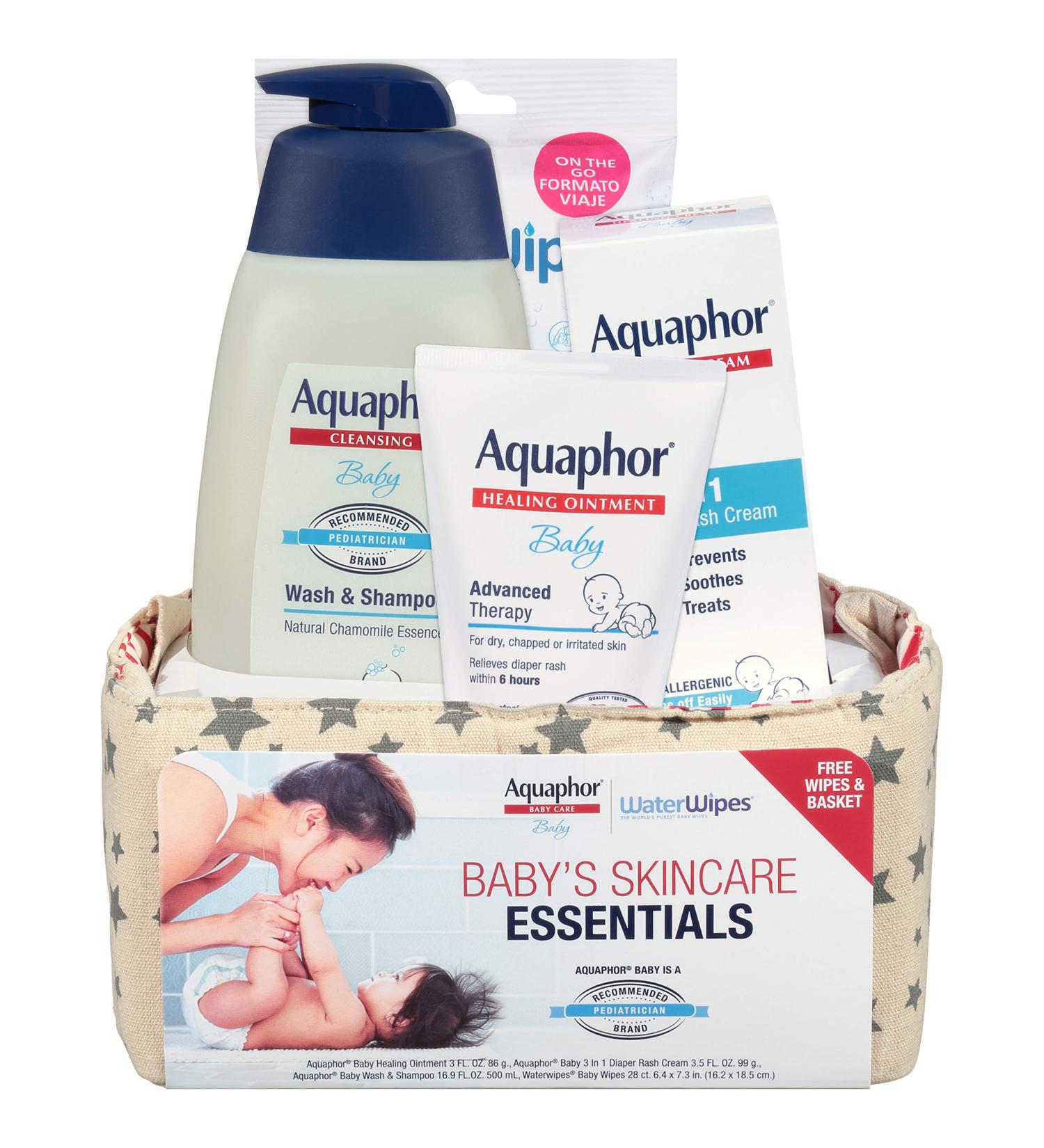 Aquaphor Baby Welcome Baby Gift Set | Free WaterWipes & Bag | Healing Ointment, Wash/Shampoo, 3-in-1 Diaper Rash Cream - Buy Online on SooperMarket.com