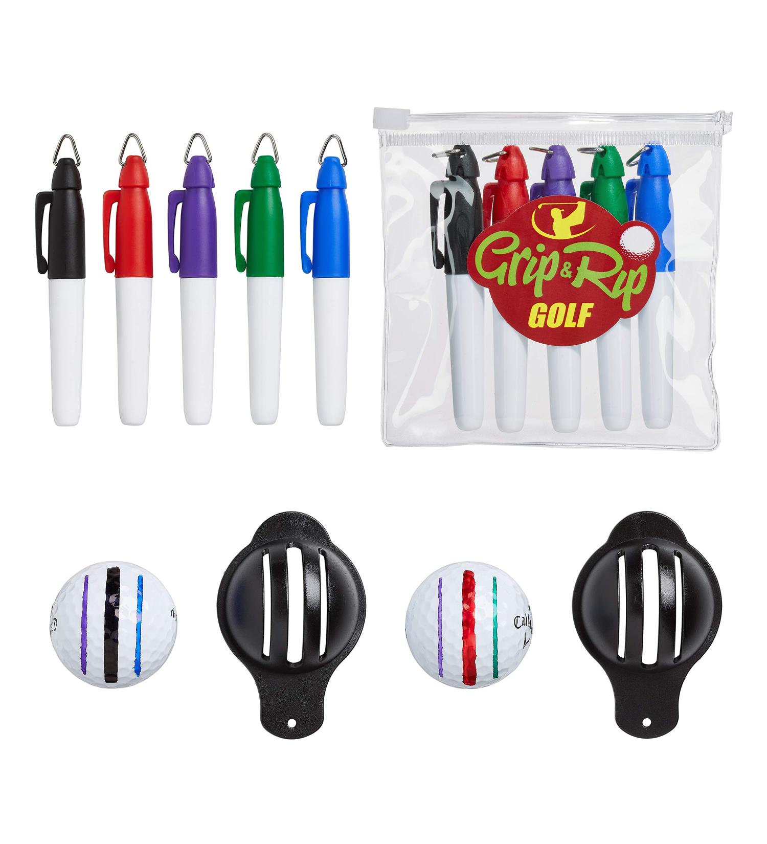 Triple Track Golf Ball Marker Set with 5 Colored Markers and Pouch - Improve Alignment and Accuracy on the Course - Golf Training Aid and Accessories - Buy Online on SooperMarket.com