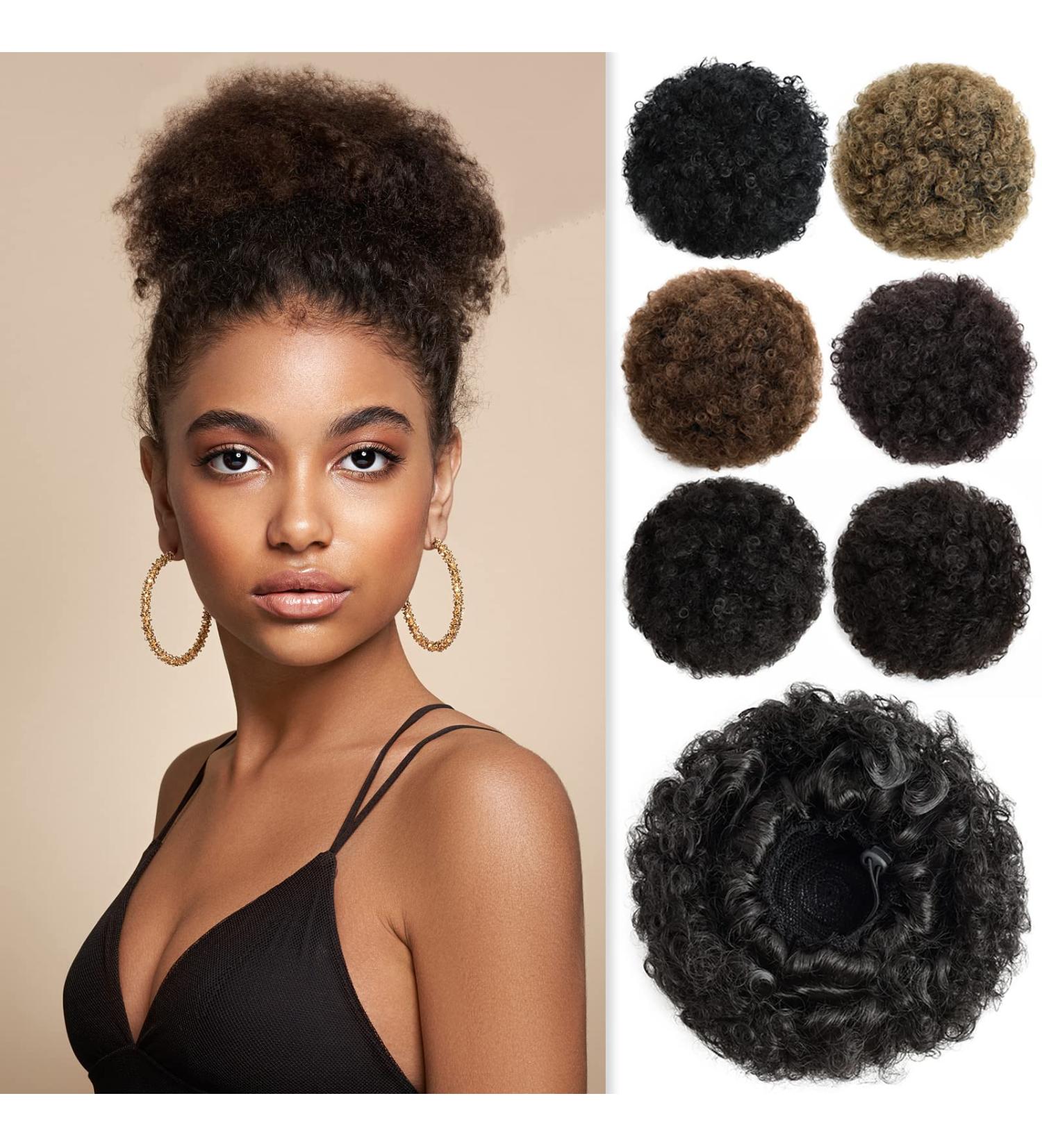 YAMEL Darkest Brown Afro Puff Drawstring Ponytail Extension - Medium Bun Updo Hair Piece for Black Women (Pack of 1) - Buy Online on SooperMarket.com