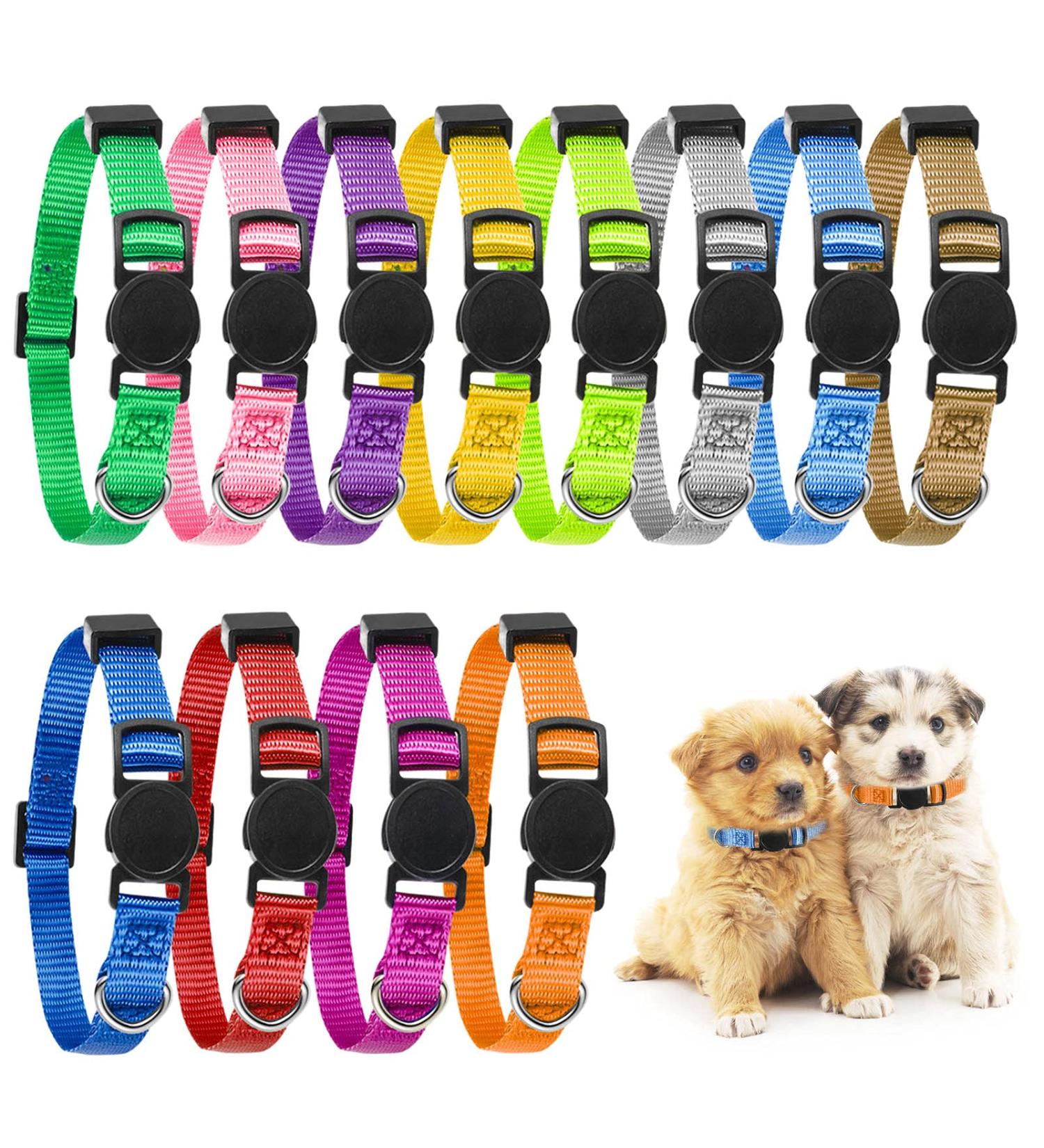 Heyu-Lotus 12 Pack Puppy Collars Adjustable Puppy Whelping Collars Soft Nylon Puppy ID Litter Collars with Quick Release Buckle for Small Dogs and Cats 19-32cm - Buy Online on SooperMarket.com