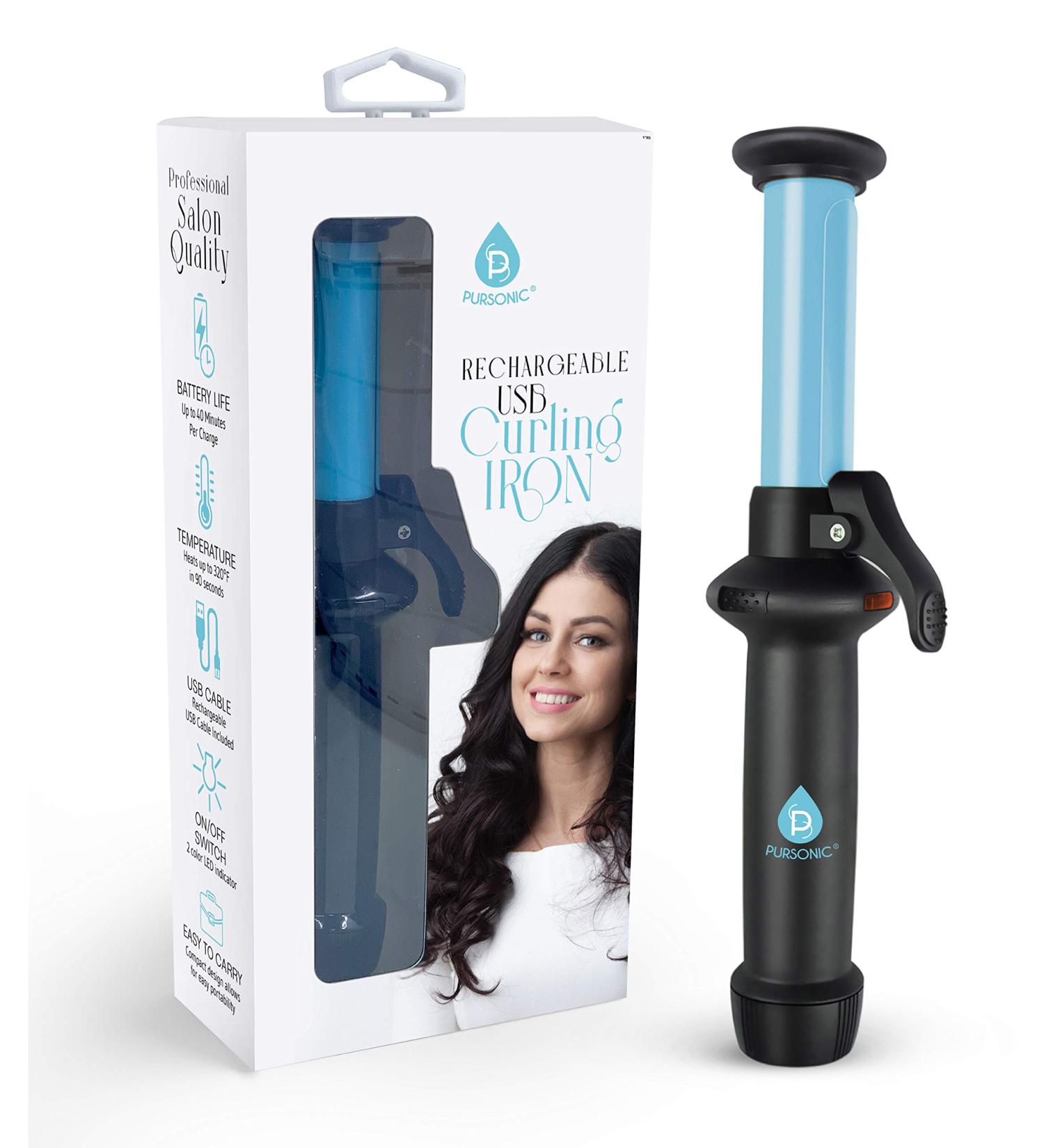 Pursonic Portable Cordless Professional Salon Quality Curling Iron | Rechargeable USB | 40 Minutes of Use | Easy to Carry - Buy Online on SooperMarket.com