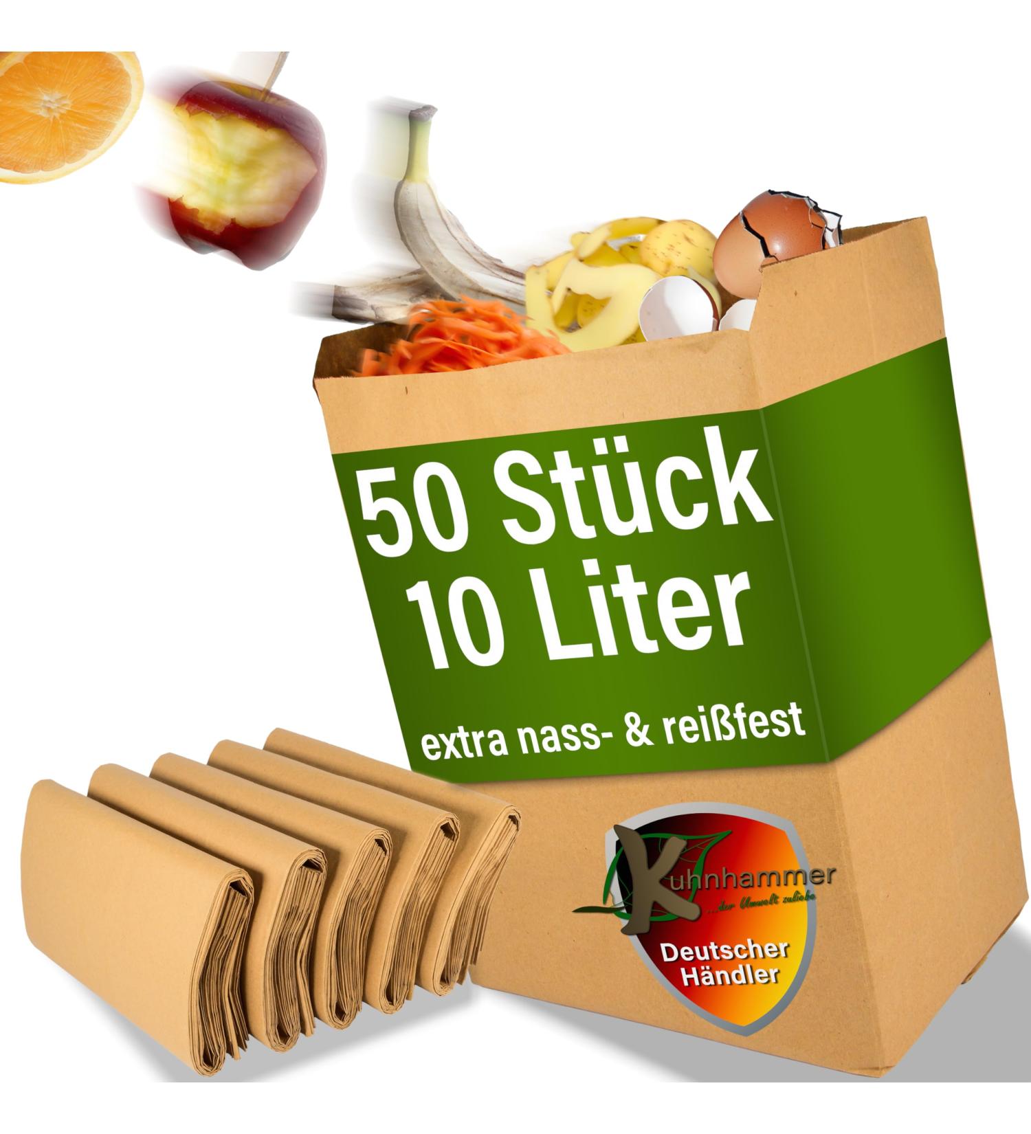 Kuhnhammer Organic Waste Bag 10L | 50 Stk Plastic-Free Tearproof Eco-Friendly Organic Garbage Bags - Buy Online on SooperMarket.com