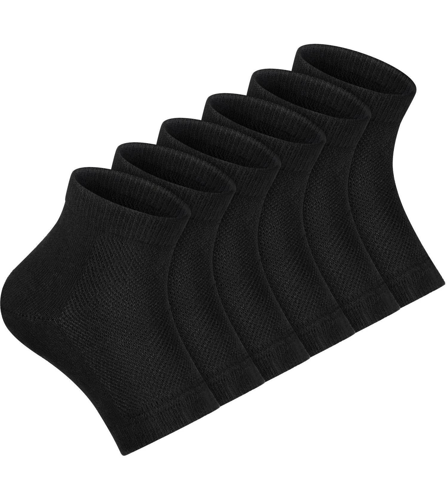 Soft Gel Heel Socks for Dry Hard Cracked Skin - Moisturizing Day/Night Care - 3 Pairs (Black) | Ventilated Open Toe Design - Buy Online on SooperMarket.com