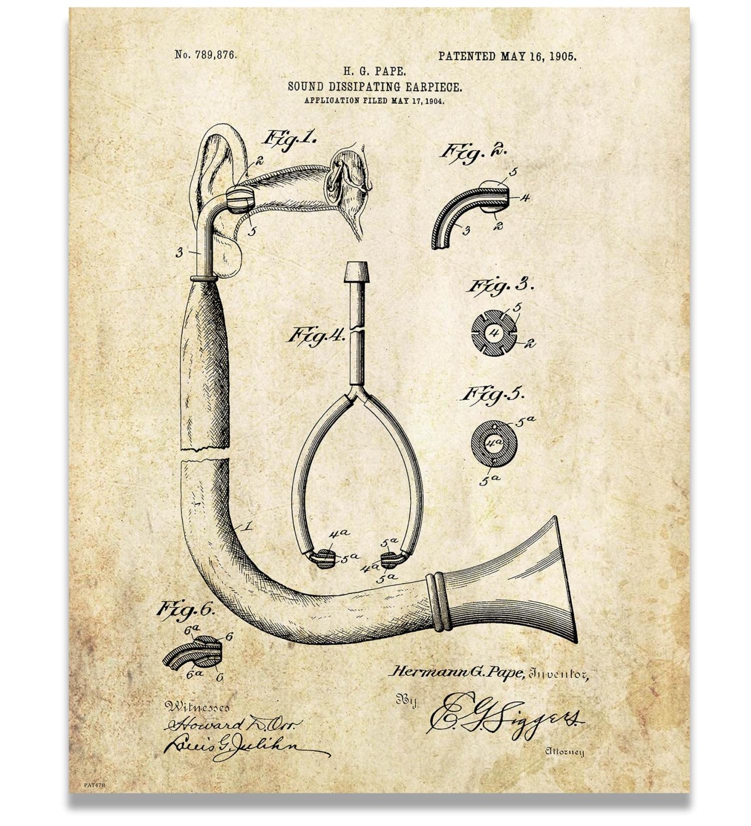 Medical Doctor Stethoscope Patent Art Print | Surgeon's Gift | Nurse College University Decor 11x14 - Buy Online on SooperMarket.com